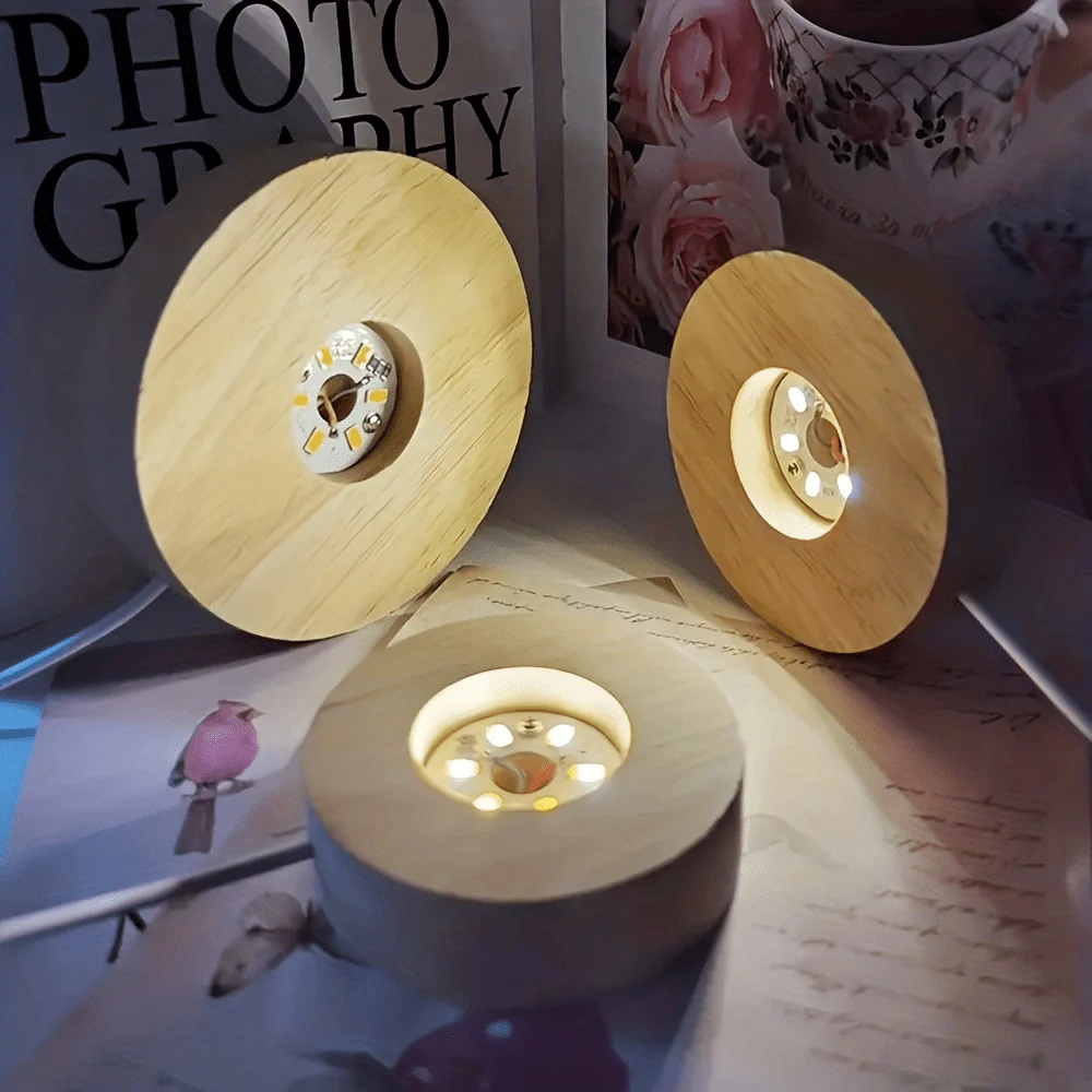 Wooden LED Light Base USB Powered | 6-LED Display Stand for Acrylic, Crystal - Image 4