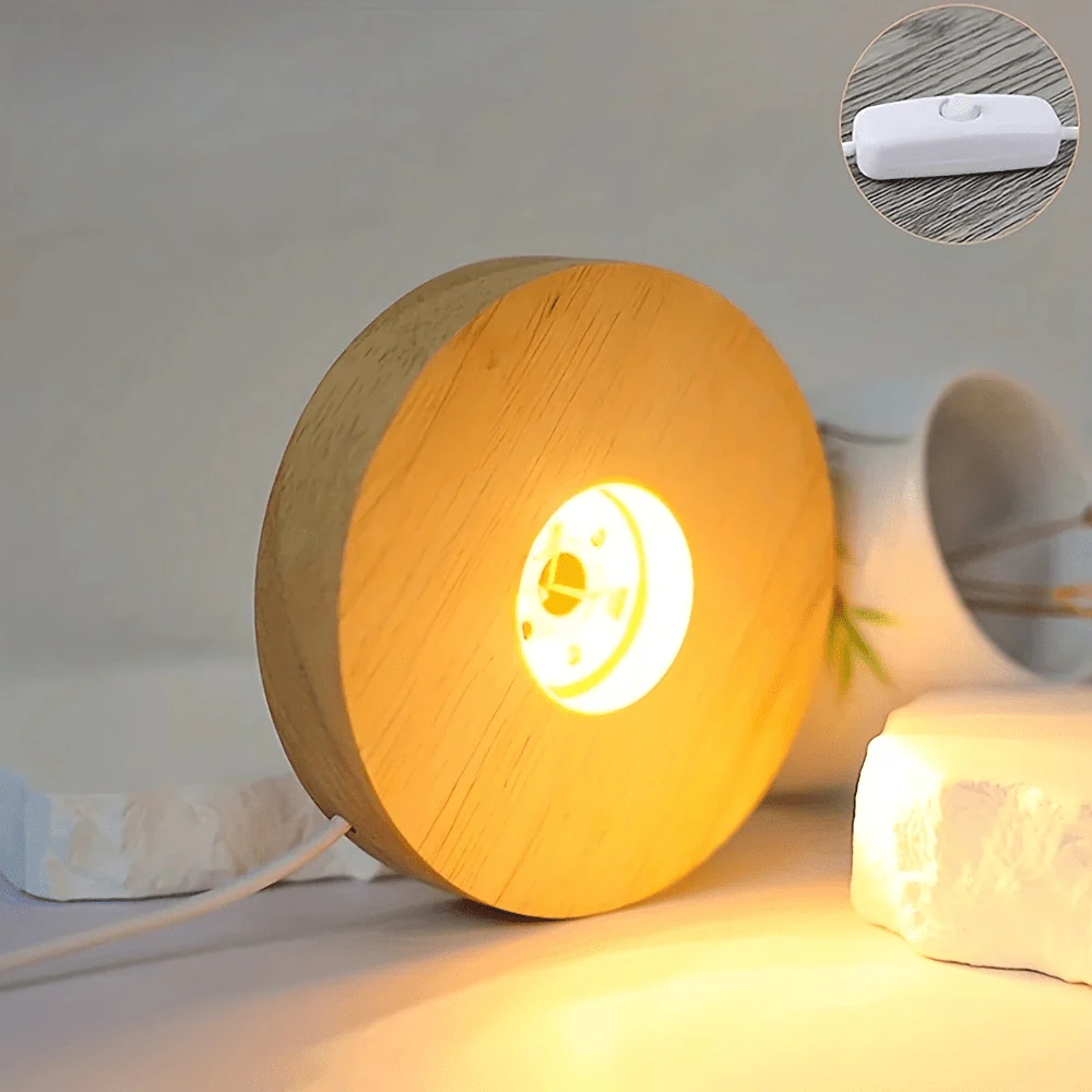 Wooden LED Light Base USB Powered | 6-LED Display Stand for Acrylic, Crystal - Image 5