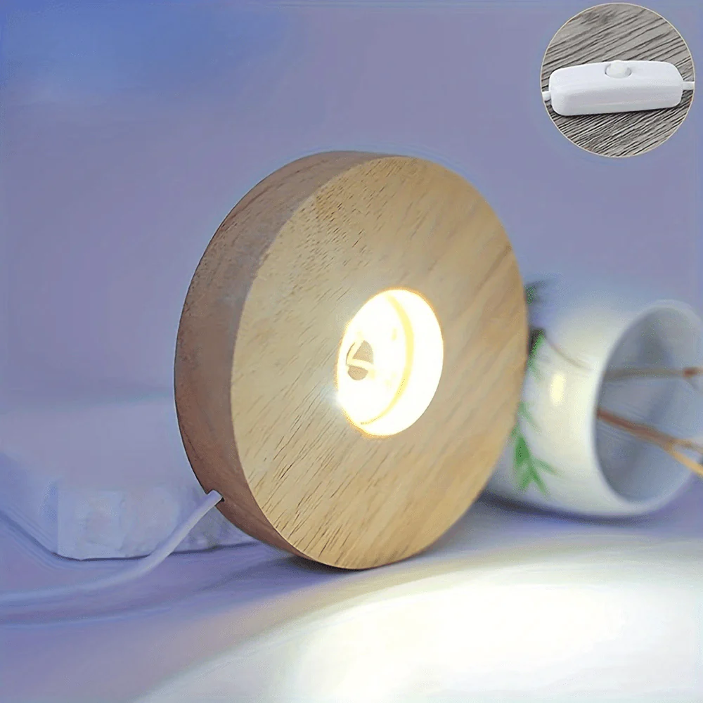 Wooden LED Light Base USB Powered | 6-LED Display Stand for Acrylic, Crystal - Image 7
