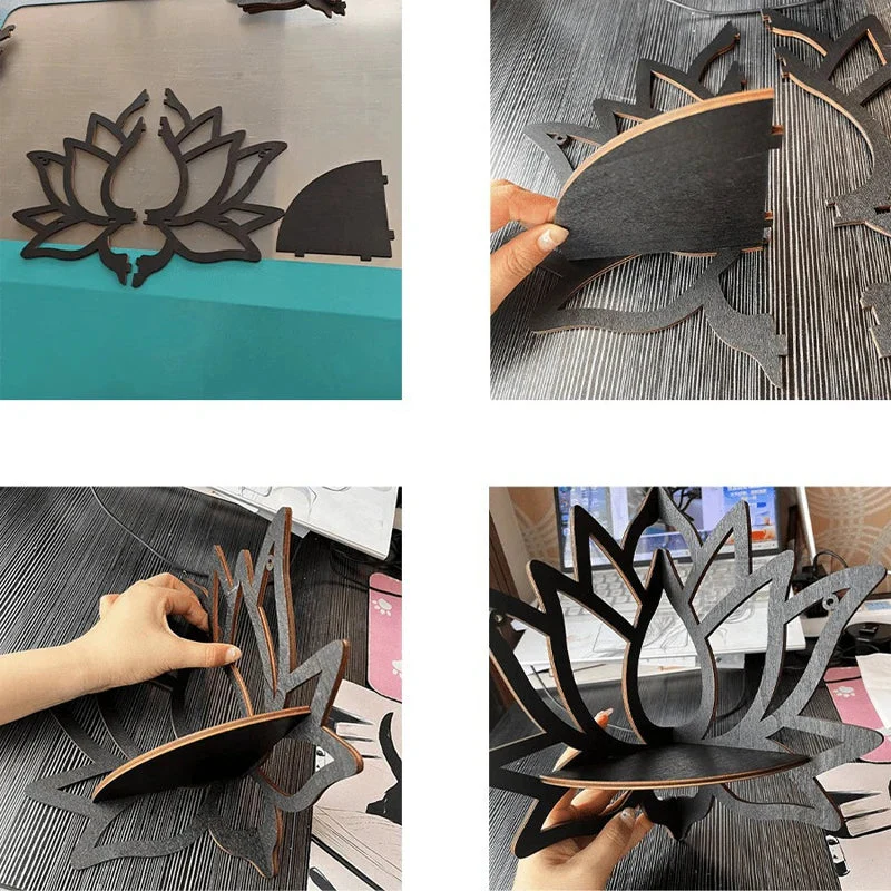 Wooden Lotus Wall Shelf Aromatherapy Essential Oil Holder Decorative Rack Corner - Image 6