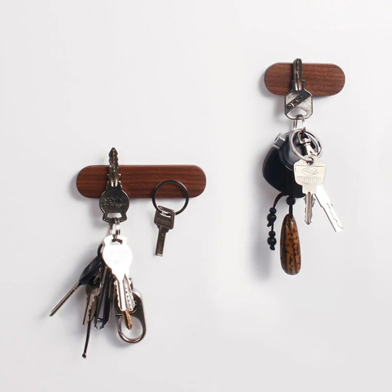 Wooden Magnetic Key Holder Wall Mount Adhesive Key Rack Organizer - Image 3