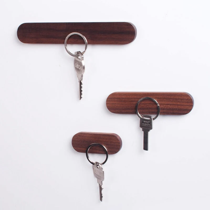Wooden Magnetic Key Holder Wall Mount Adhesive Key Rack Organizer - Image 4