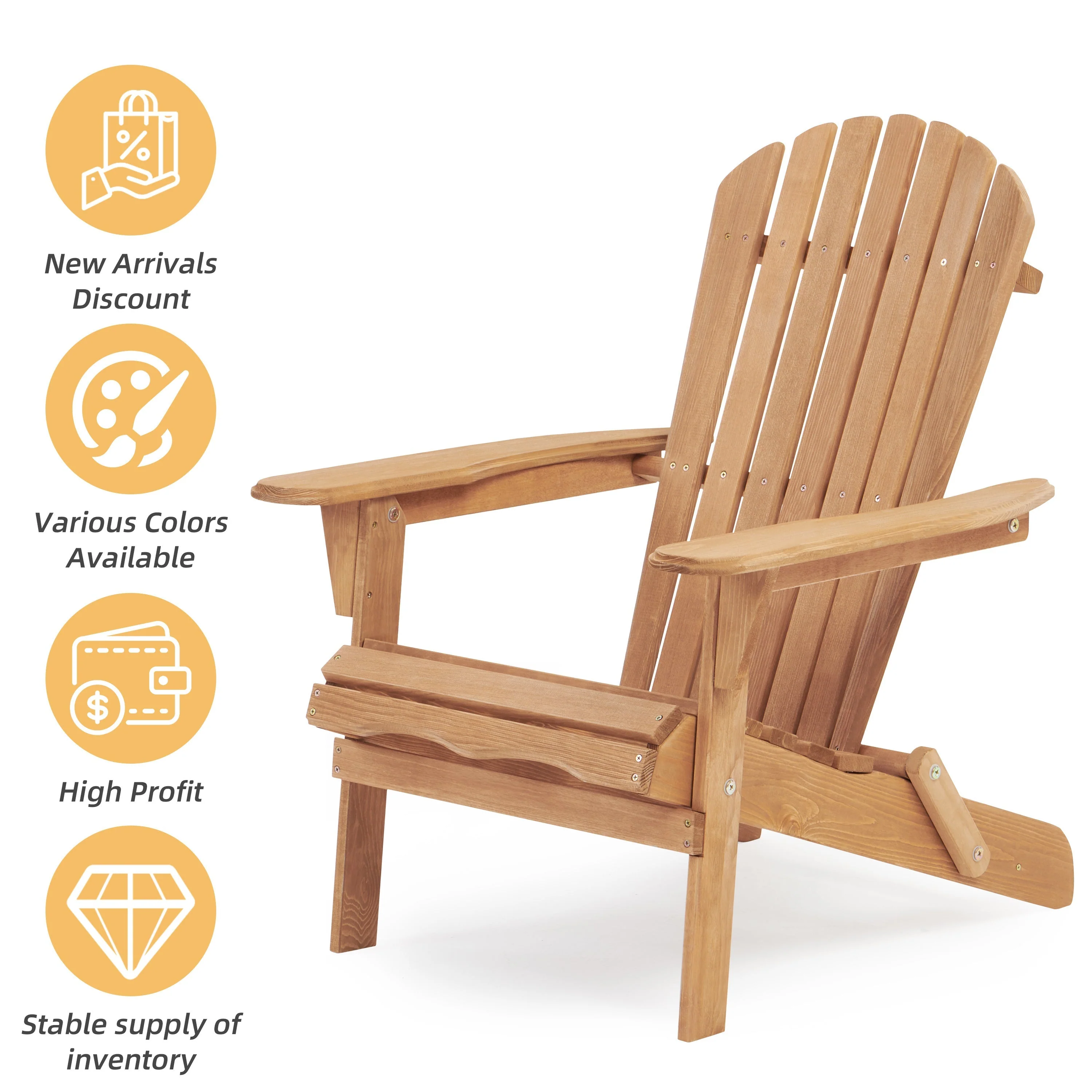 Wooden Outdoor Folding Adirondack Chair Set of 2, Honey Brown - Image 7