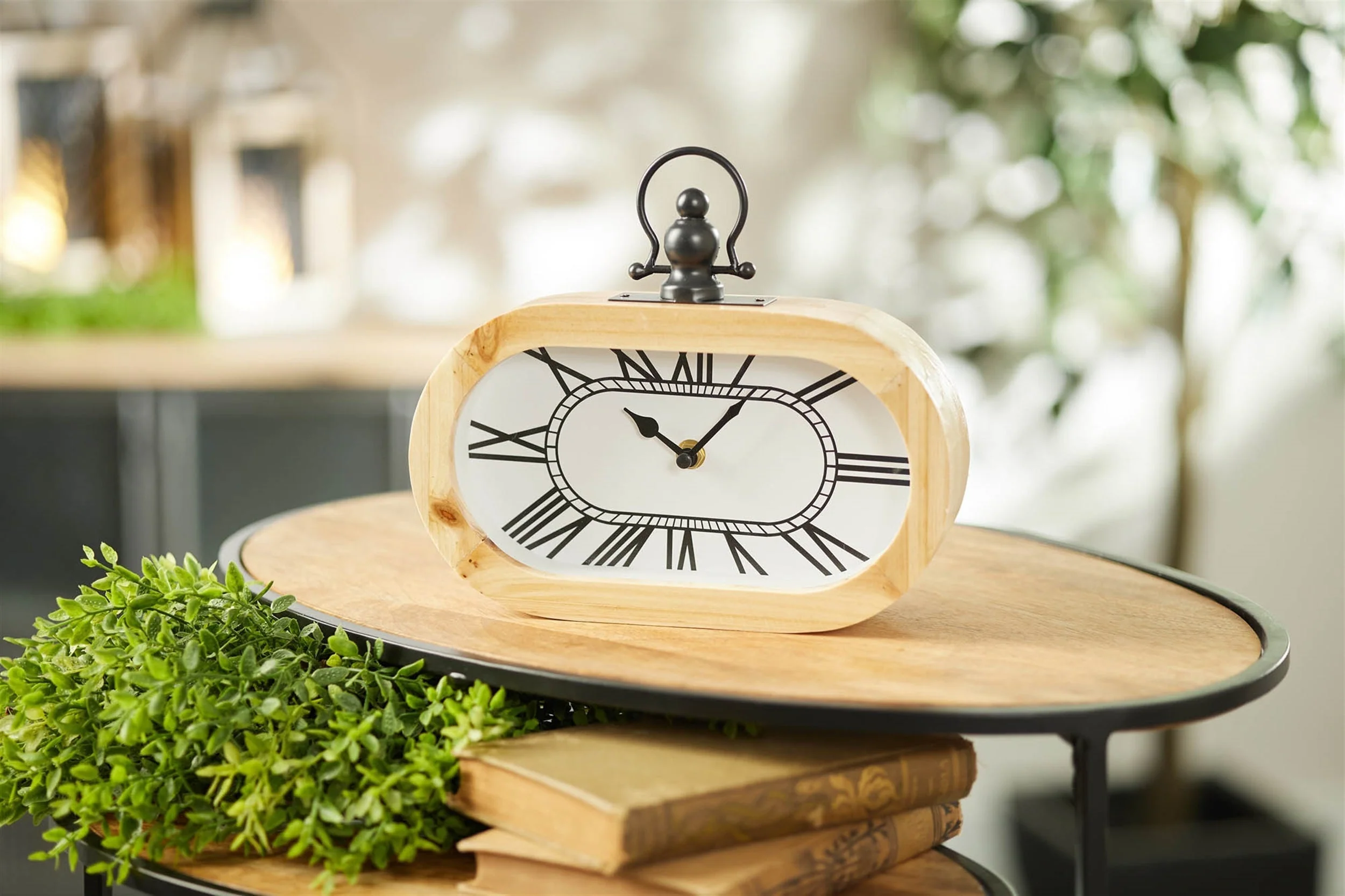 Wooden oval table clock 9.5"l - Image 3