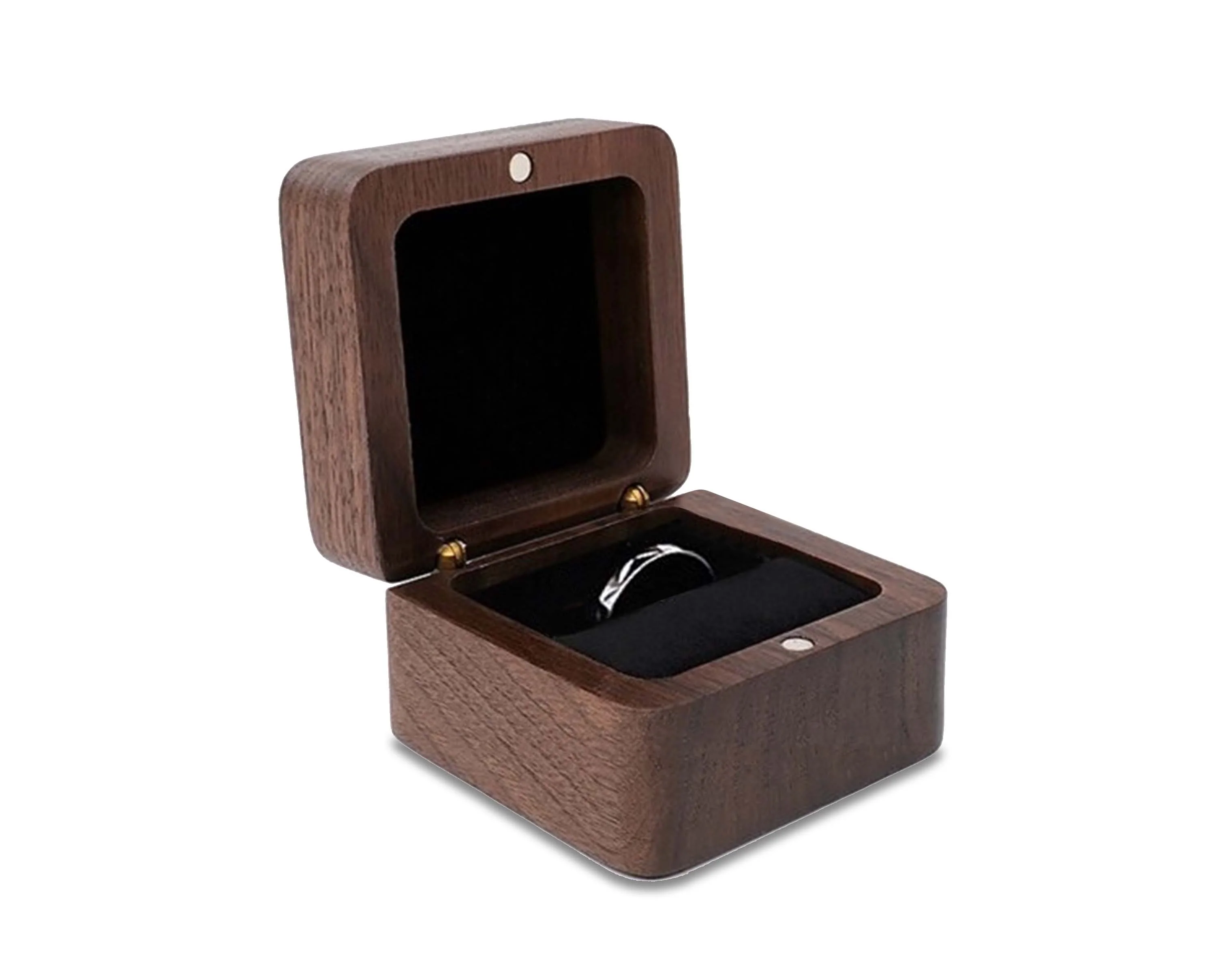 Wooden Ring Box Teak Wood Jewelry Storage Box Handmade Ring Holder Case - Image 2