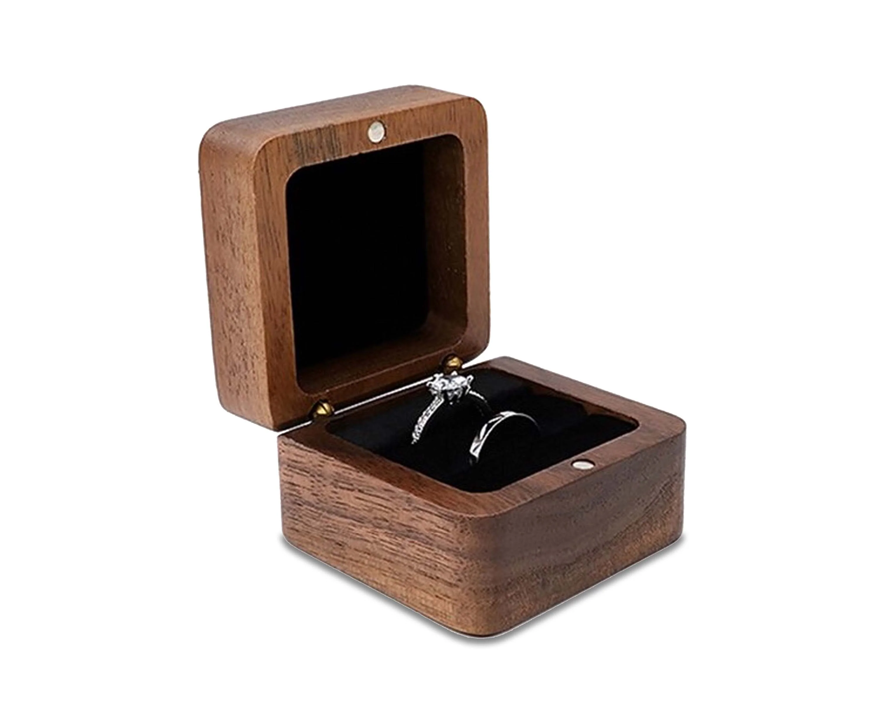 Wooden Ring Box Teak Wood Jewelry Storage Box Handmade Ring Holder Case - Image 3