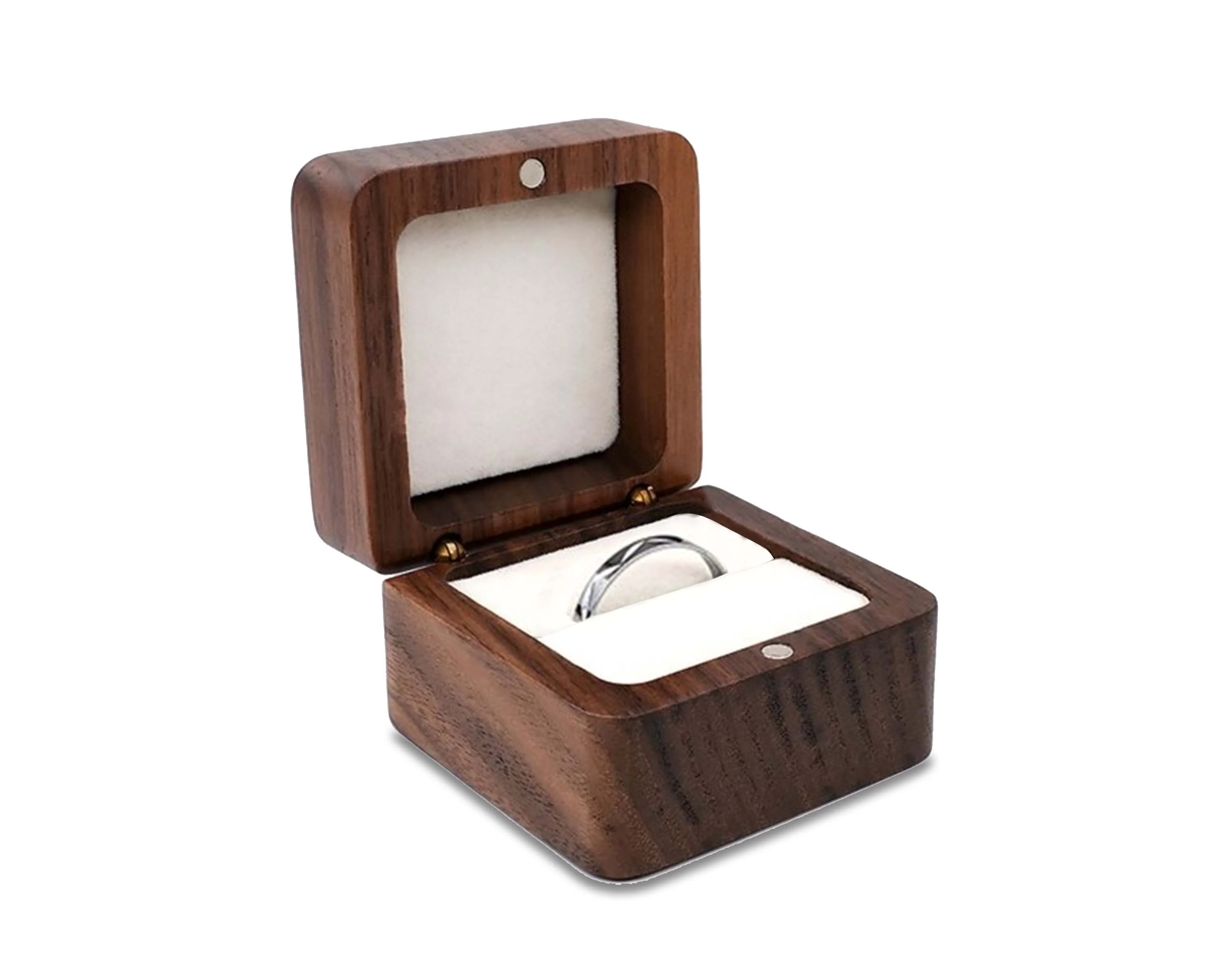 Wooden Ring Box Teak Wood Jewelry Storage Box Handmade Ring Holder Case - Image 4
