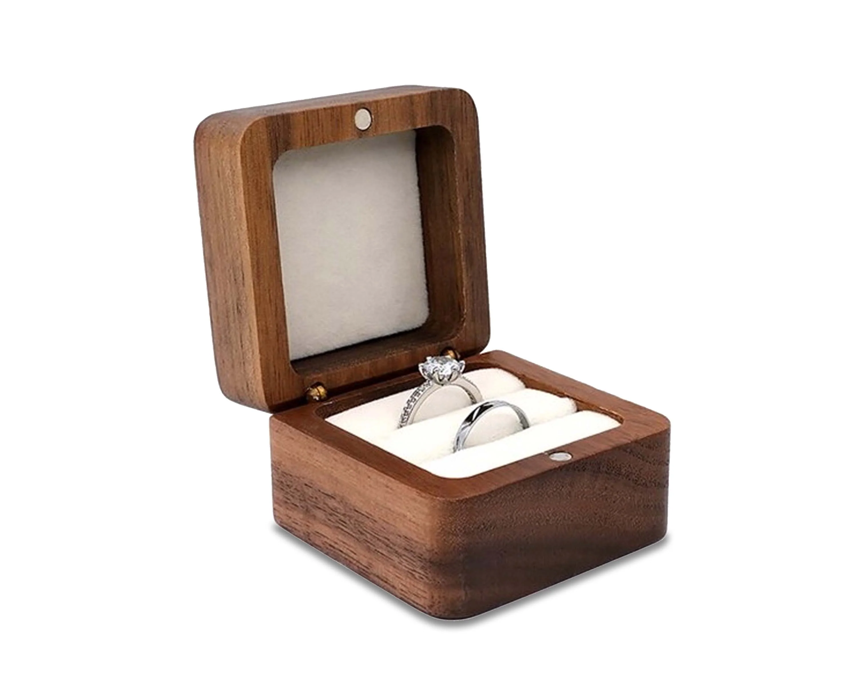 Wooden Ring Box Teak Wood Jewelry Storage Box Handmade Ring Holder Case - Image 5
