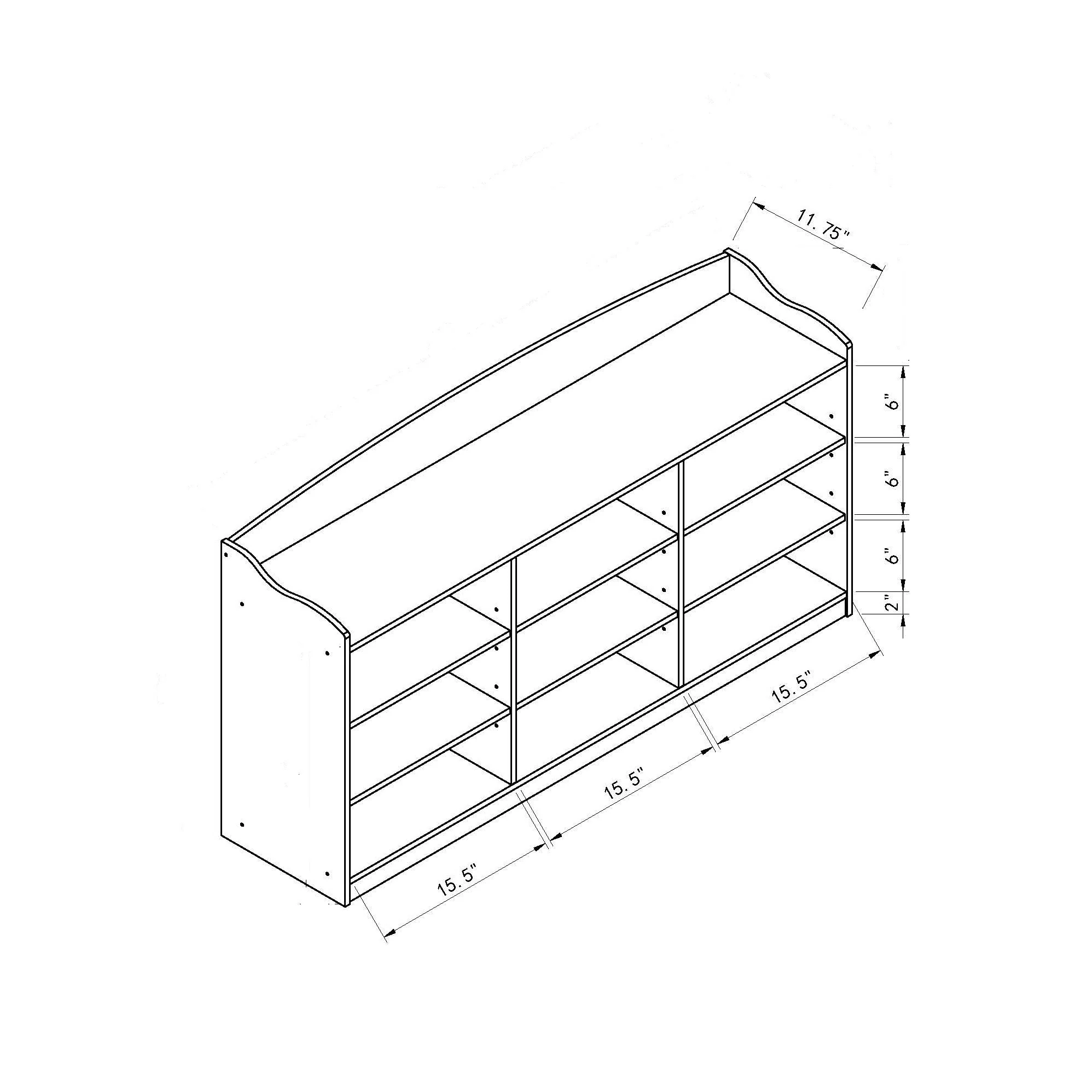 Wooden Shoe Storage Bench with Nine Storage Shelves - Image 4