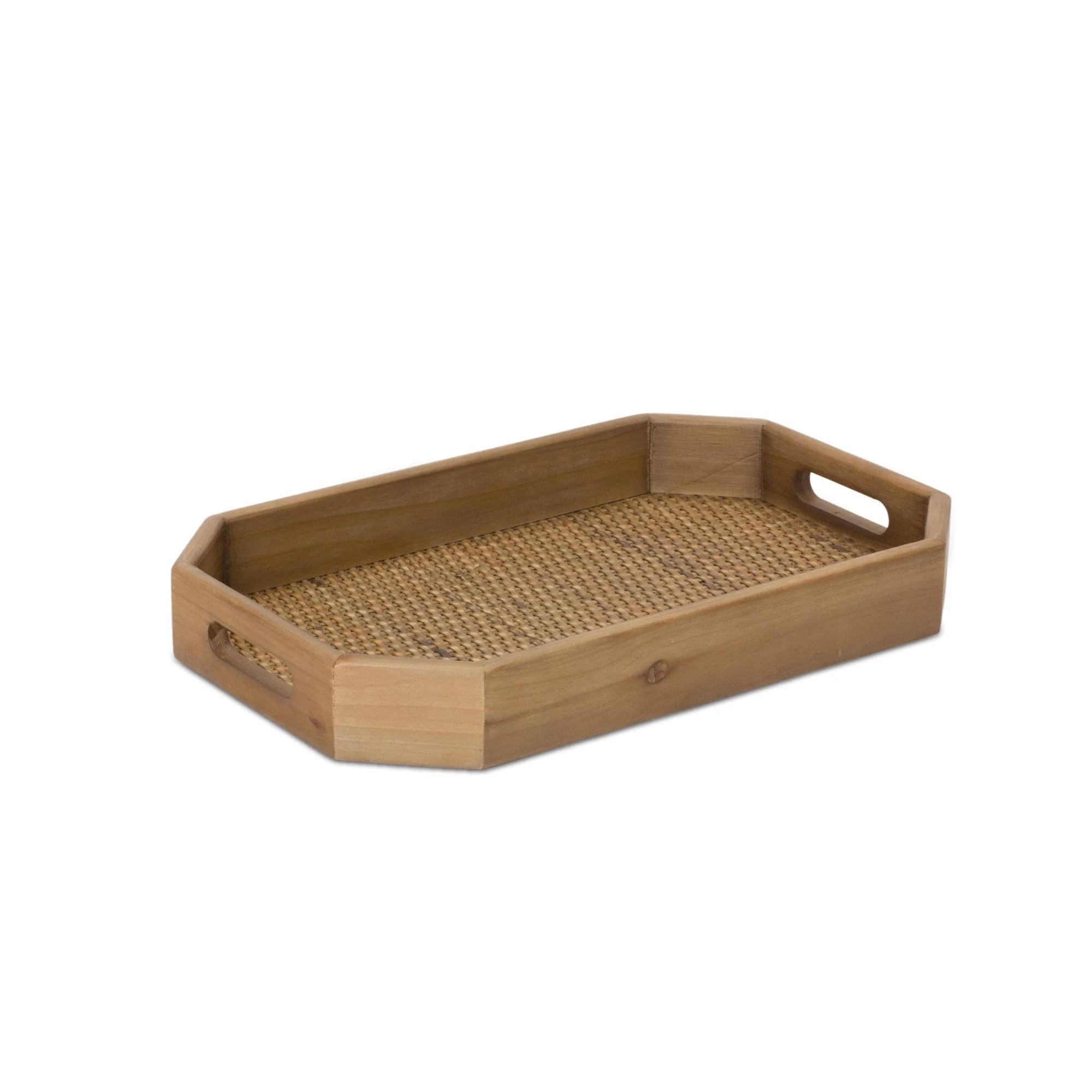 Wooden Tray with Rattan Accent (Set of 2) - Image 3