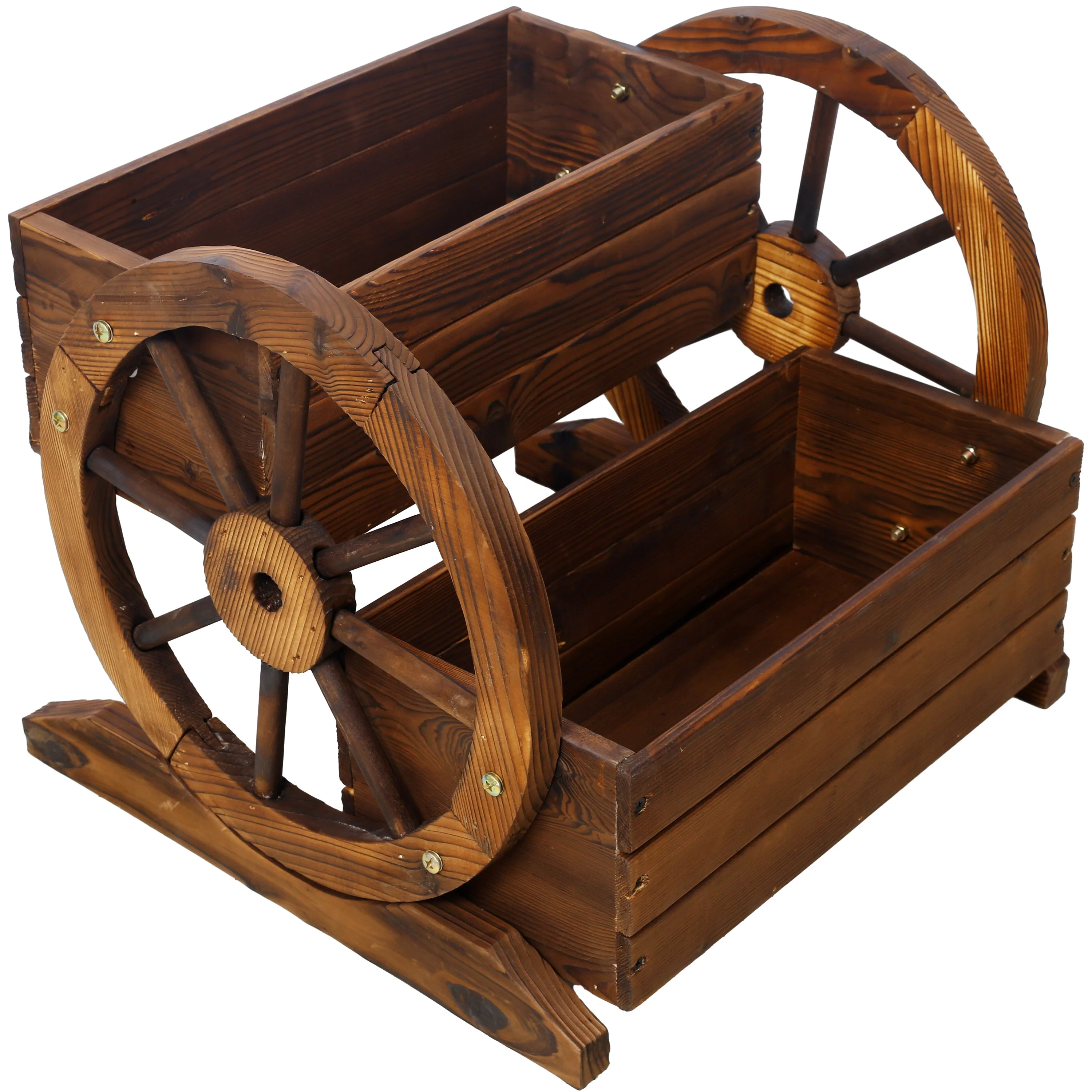 Wooden Wagon Planter Box with Wheels - Image 2