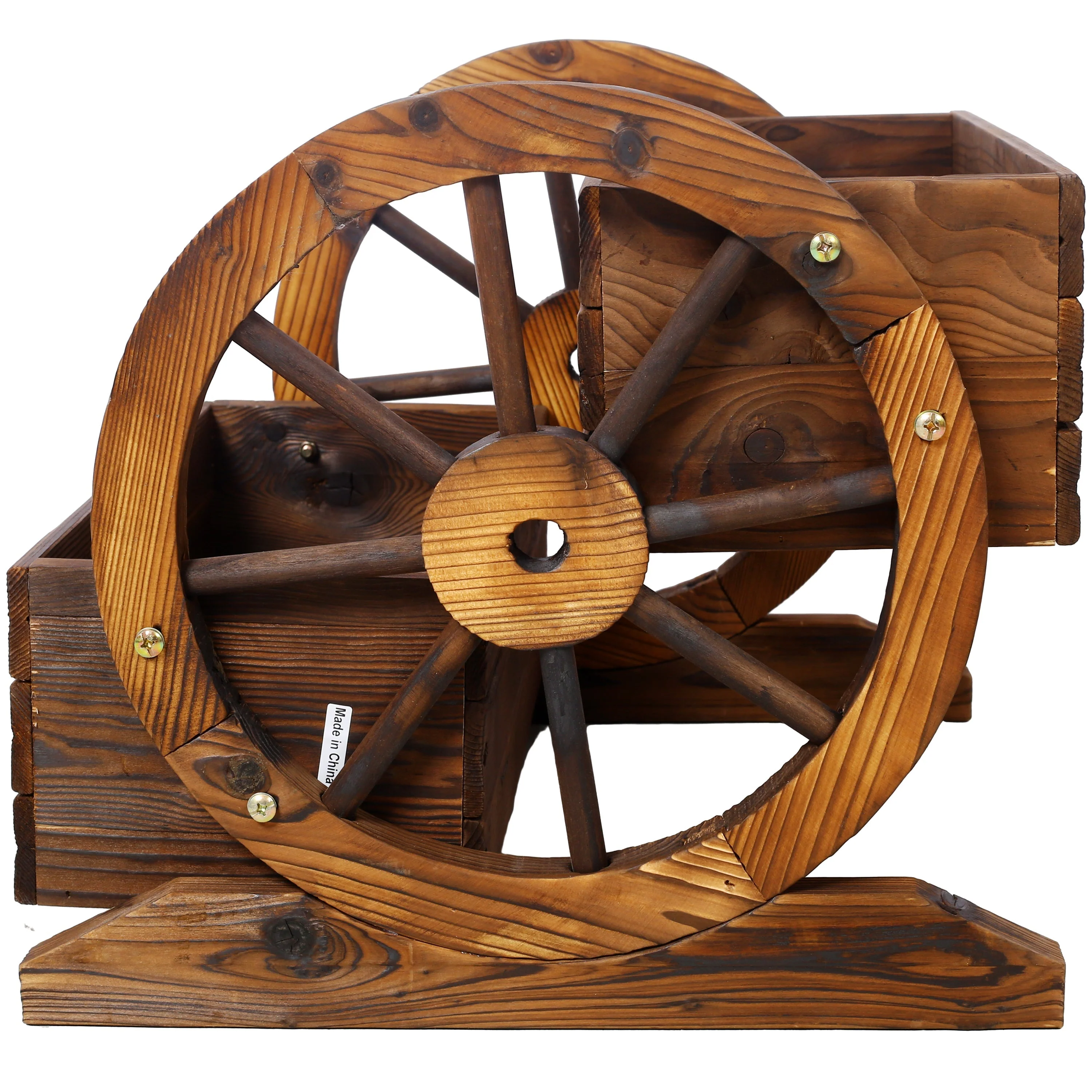 Wooden Wagon Planter Box with Wheels - Image 4