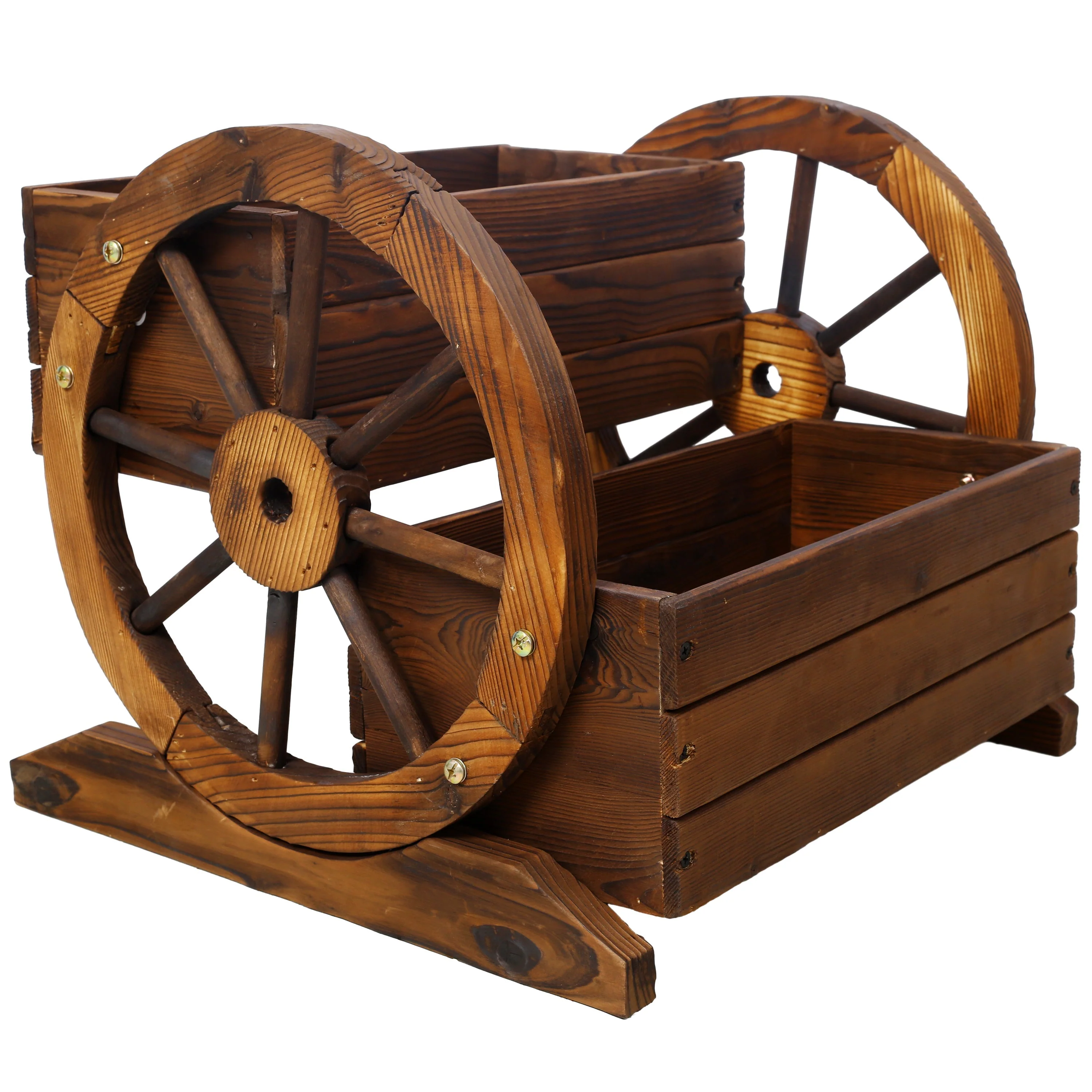 Wooden Wagon Planter Box with Wheels - Image 5