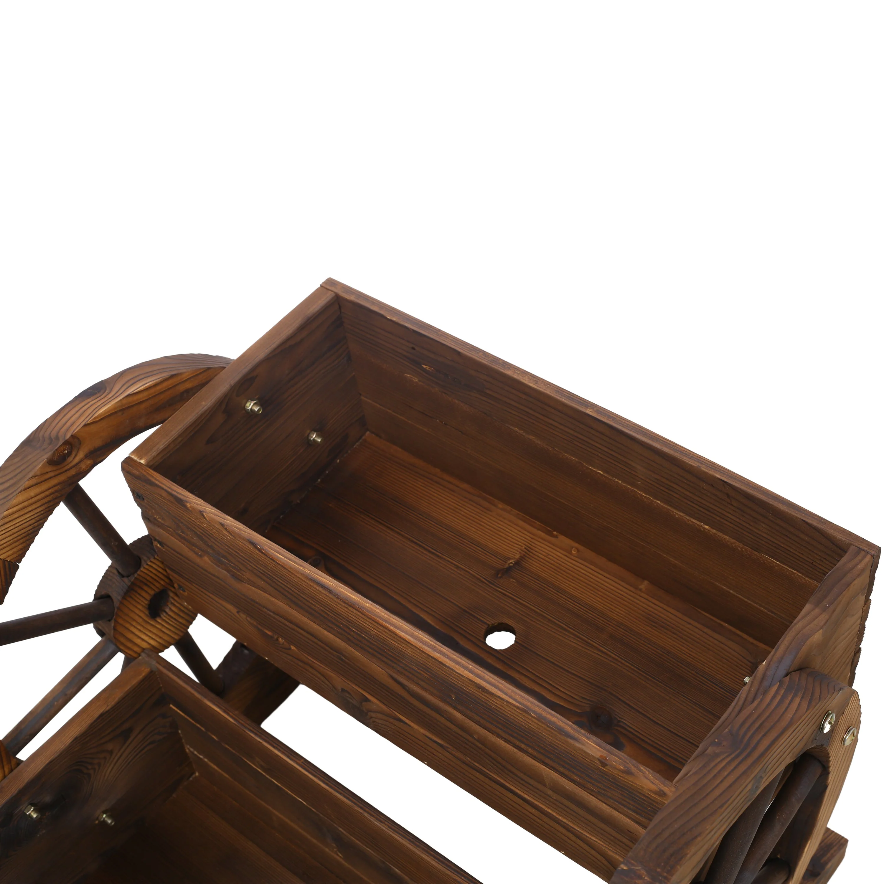 Wooden Wagon Planter Box with Wheels - Image 6