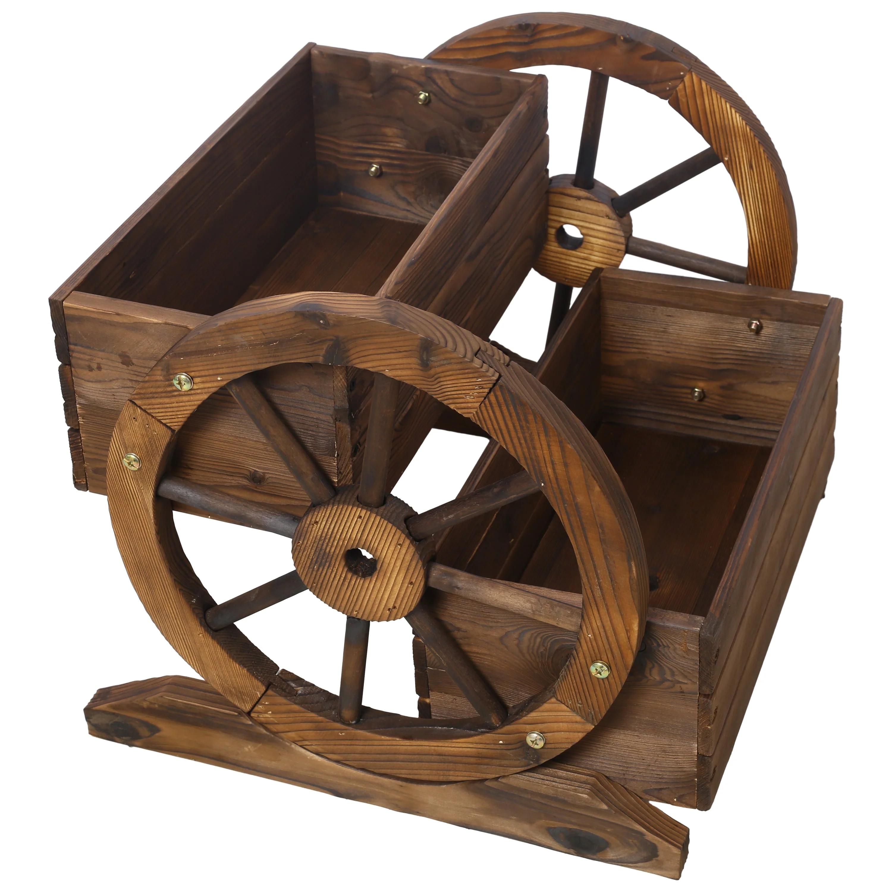 Wooden Wagon Planter Box with Wheels - Image 7