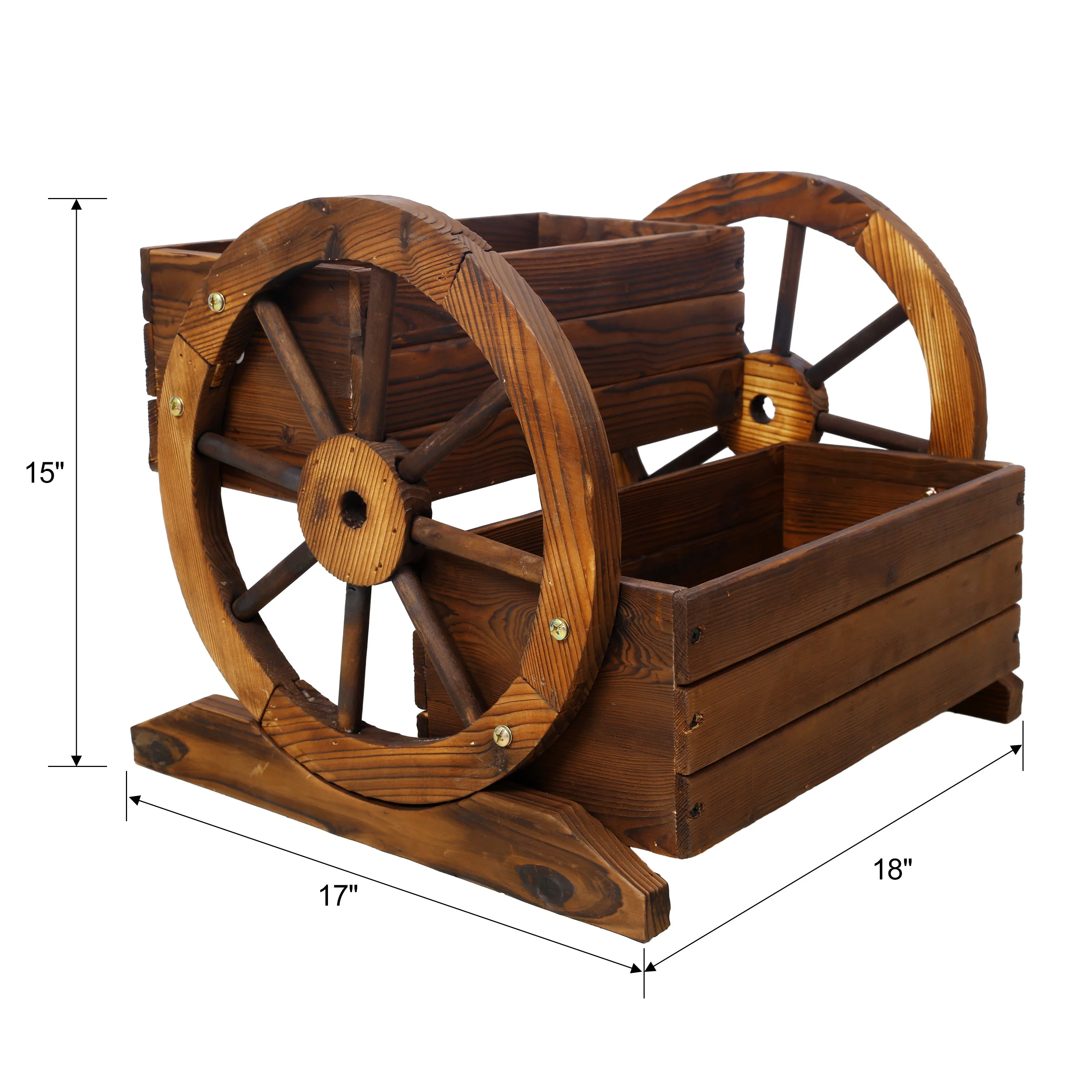 Wooden Wagon Planter Box with Wheels - Image 9