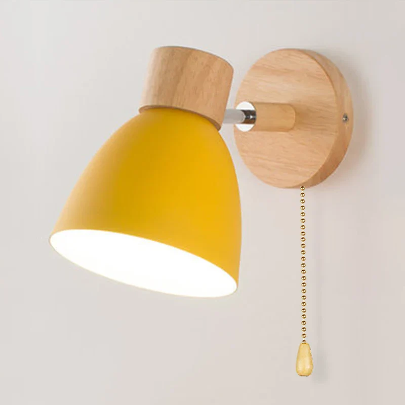 Wooden Wall Lamp with Switch – Modern E27 Adjustable Sconce for Bedroom & Living Room - Image 11