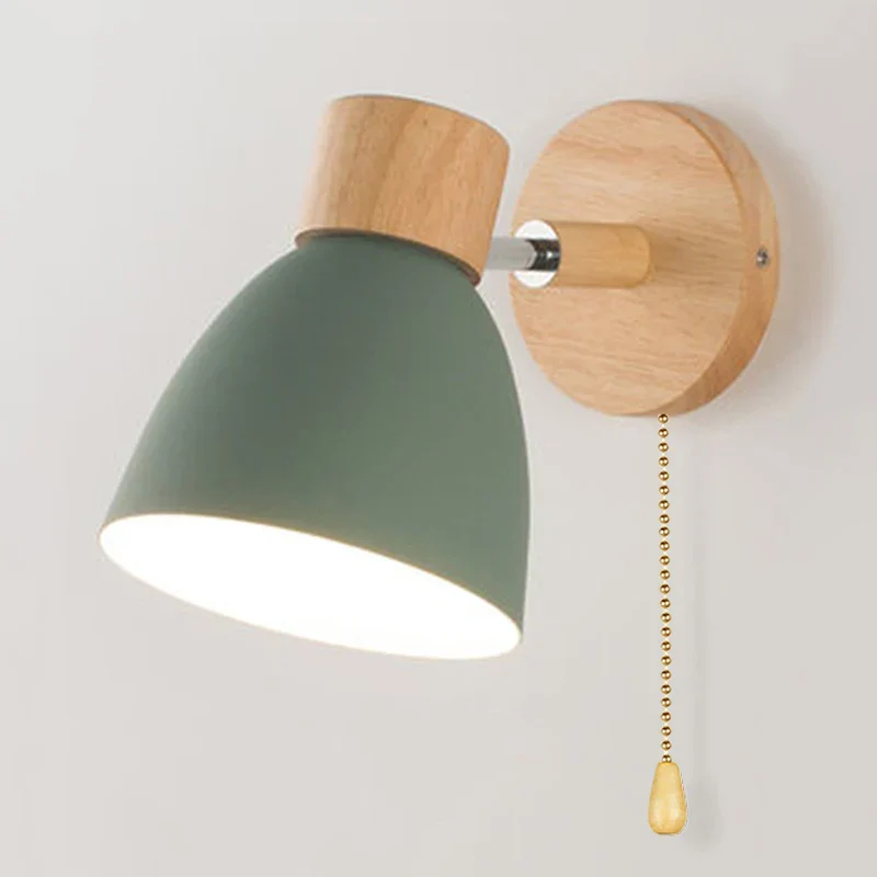 Wooden Wall Lamp with Switch – Modern E27 Adjustable Sconce for Bedroom & Living Room - Image 14