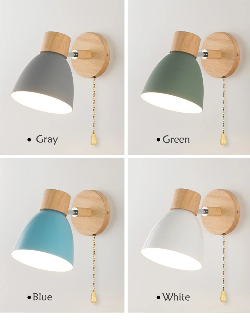 Wooden Wall Lamp with Switch – Modern E27 Adjustable Sconce for Bedroom & Living Room - Image 8