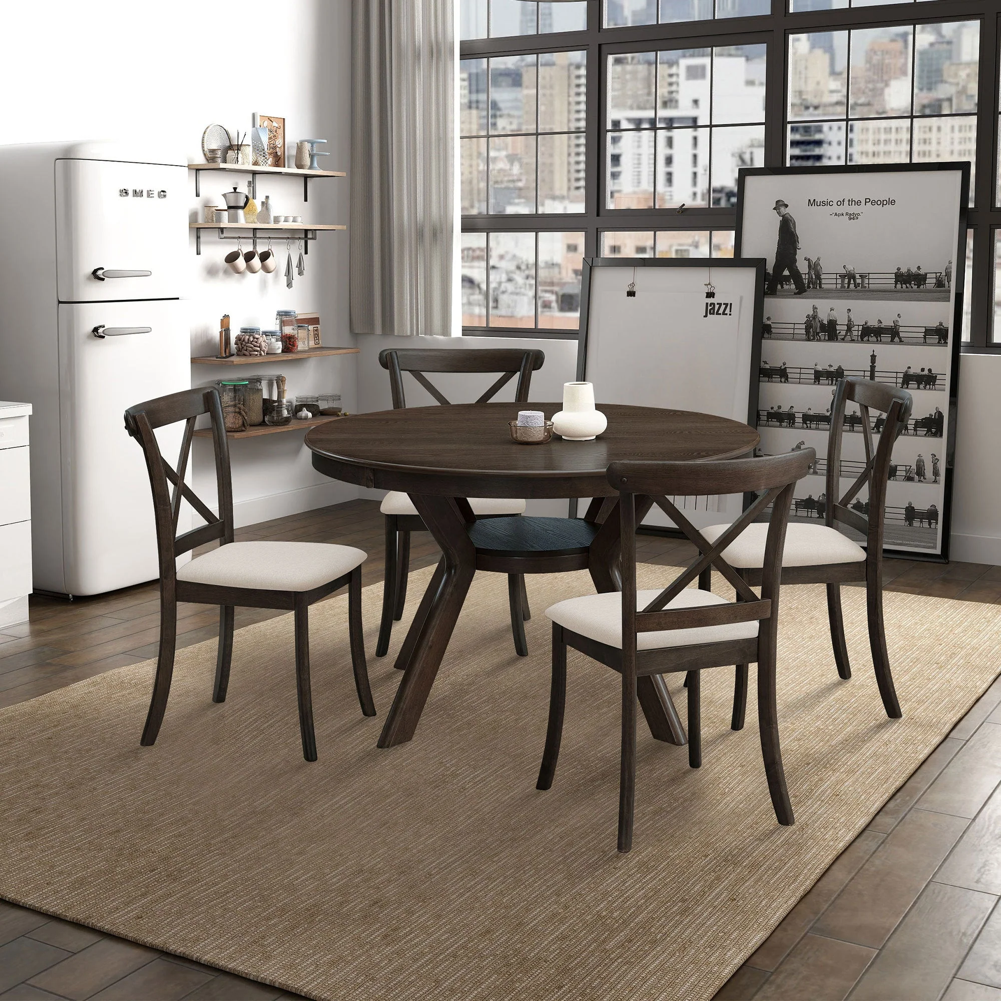 Wooden X Back Dining Chairs Set of 2 - Brown - Image 7