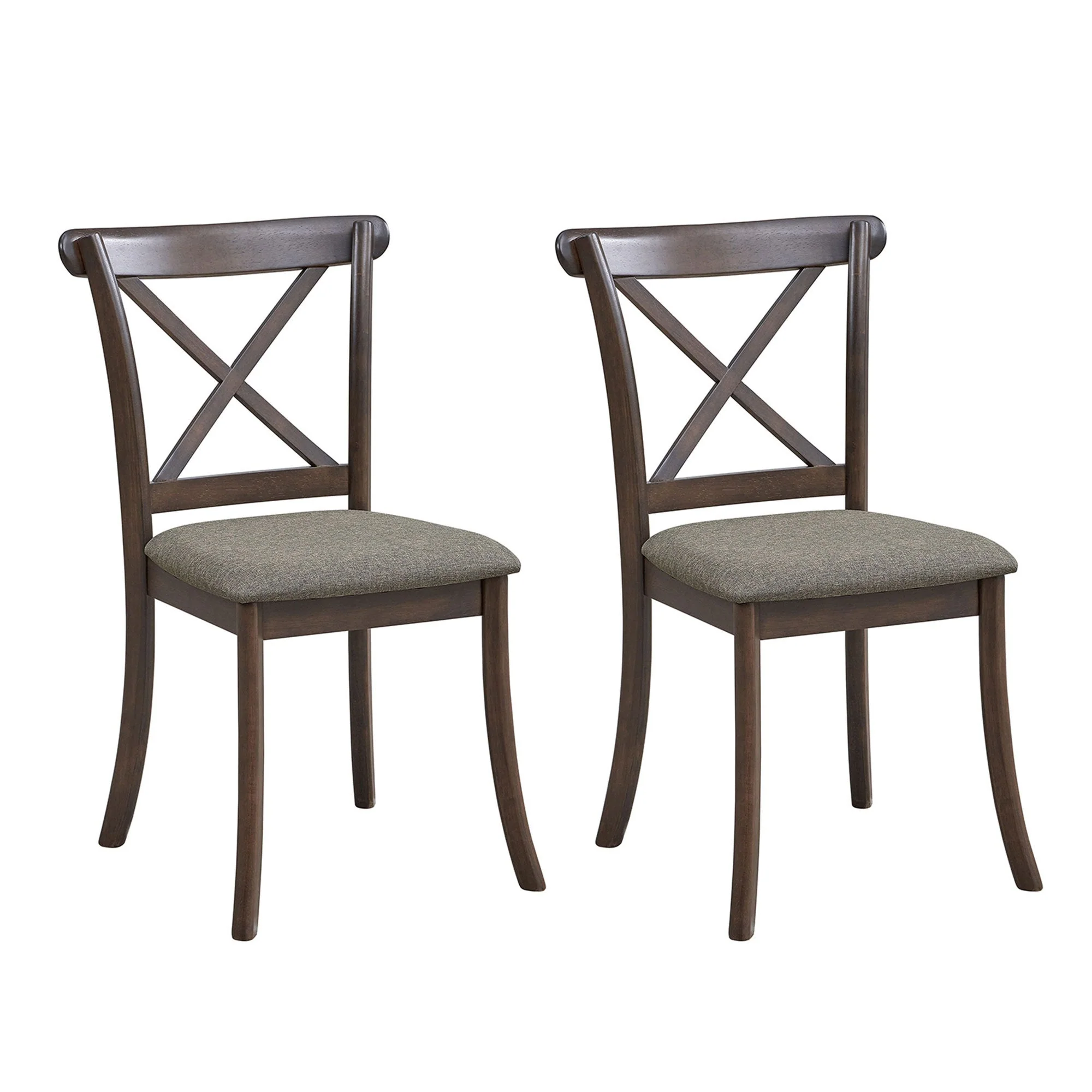 Wooden X Back Dining Chairs Set of 2 Modern Fabric Upholstered - Image 2