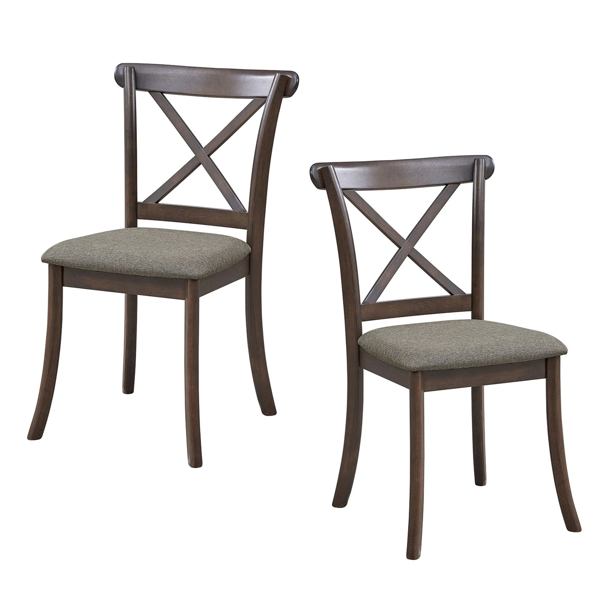 Wooden X Back Dining Chairs Set of 2 Modern Fabric Upholstered - Image 3