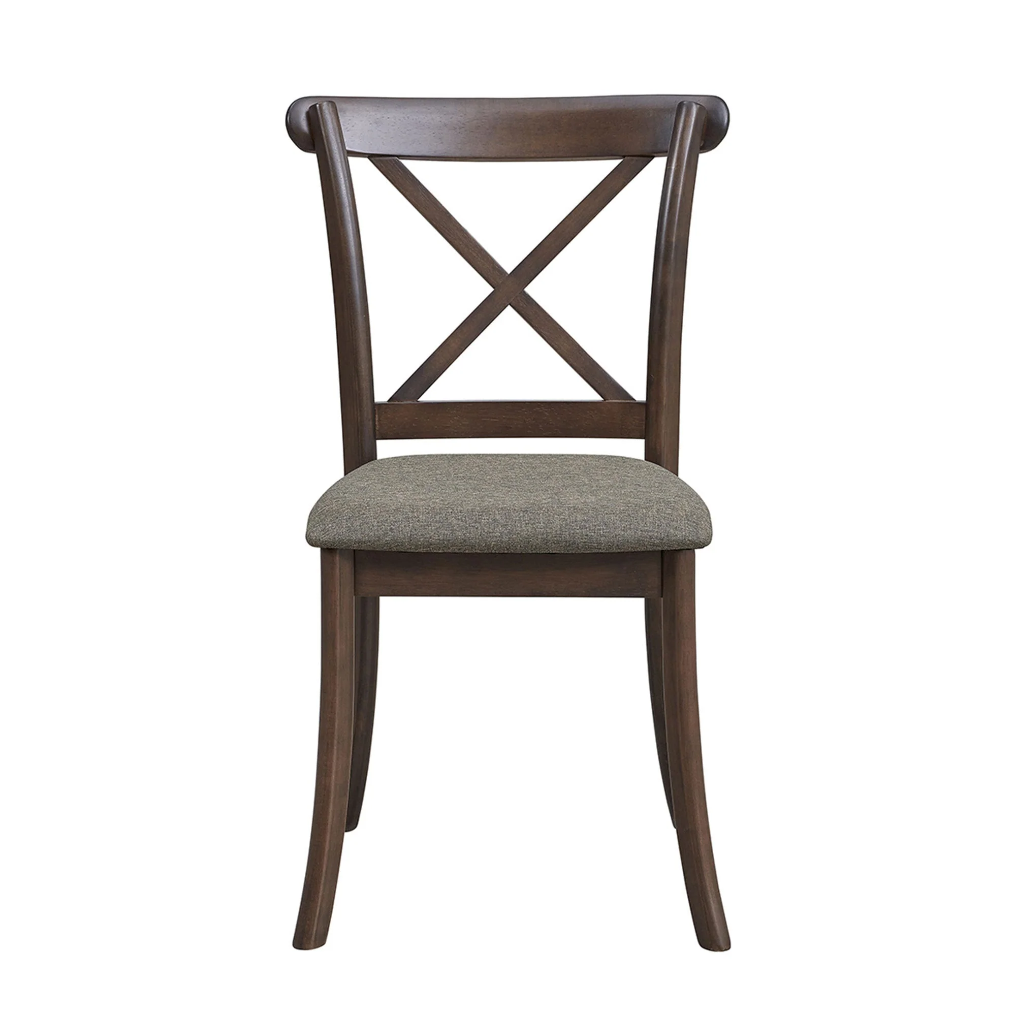 Wooden X Back Dining Chairs Set of 2 Modern Fabric Upholstered - Image 4