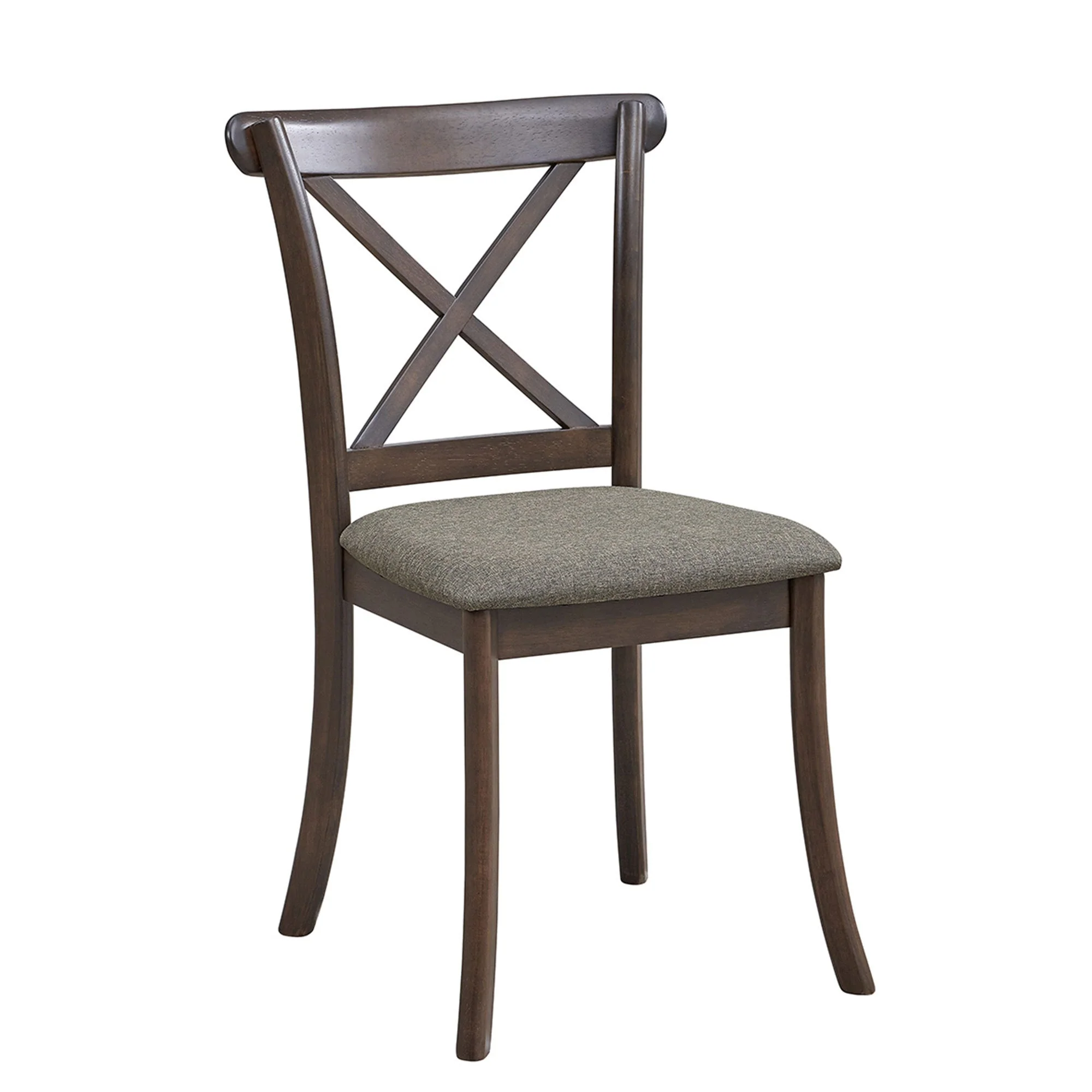Wooden X Back Dining Chairs Set of 2 Modern Fabric Upholstered - Image 5