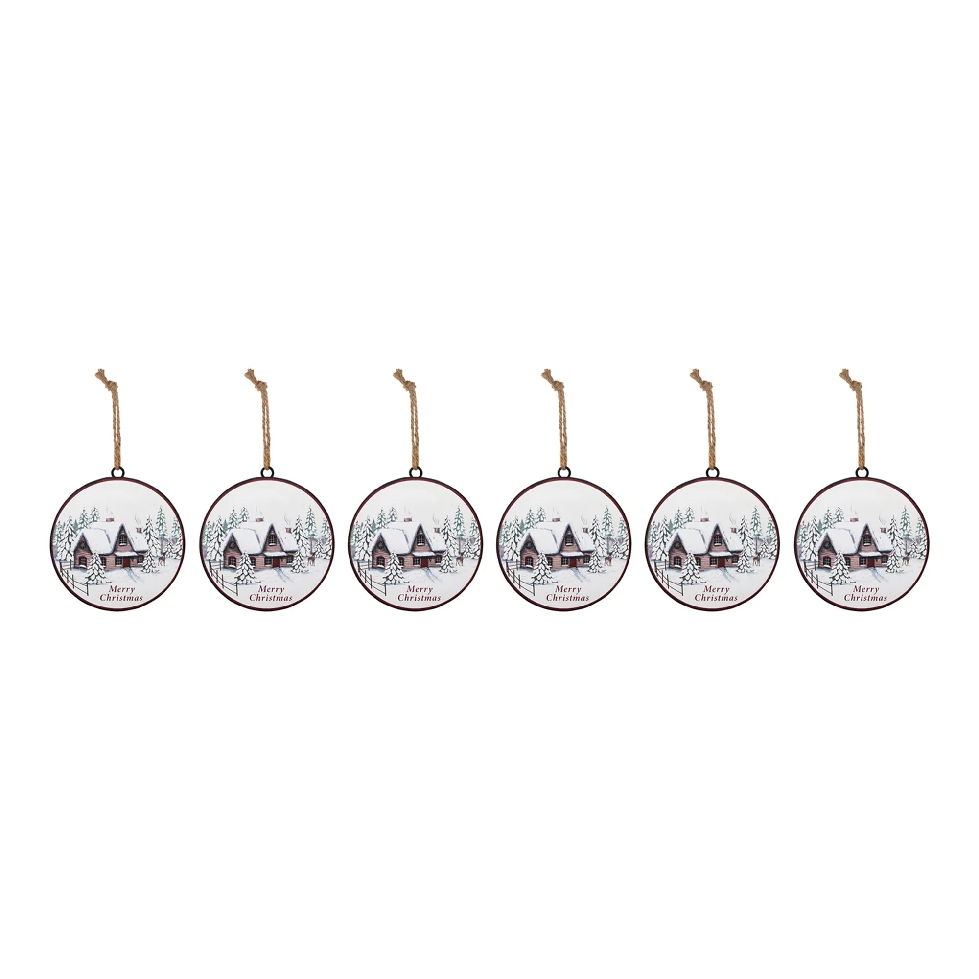 Woodland Winter Cabin Disc Ornament (Set of 12) - Image 3