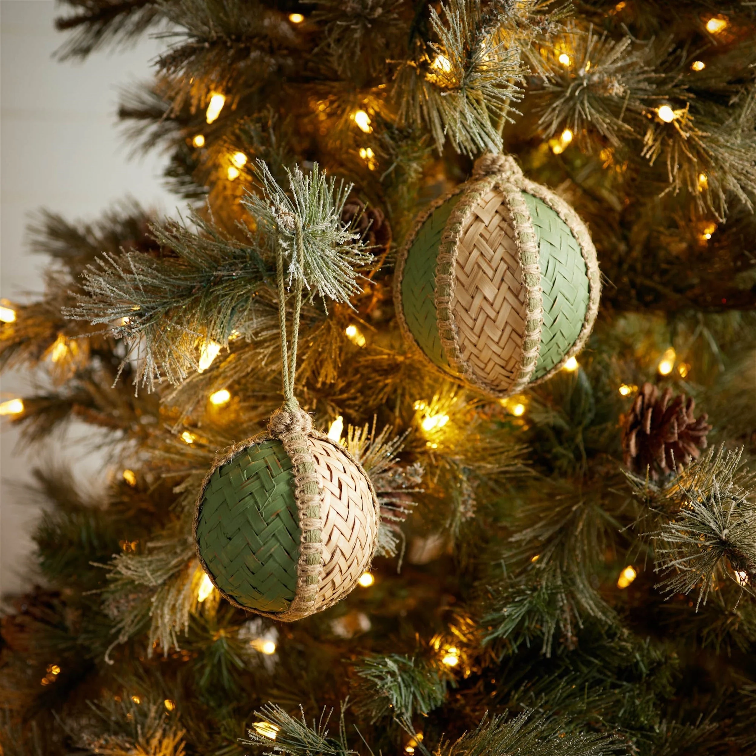 Woven Bamboo Ball Ornament (Set of 4) - Image 2