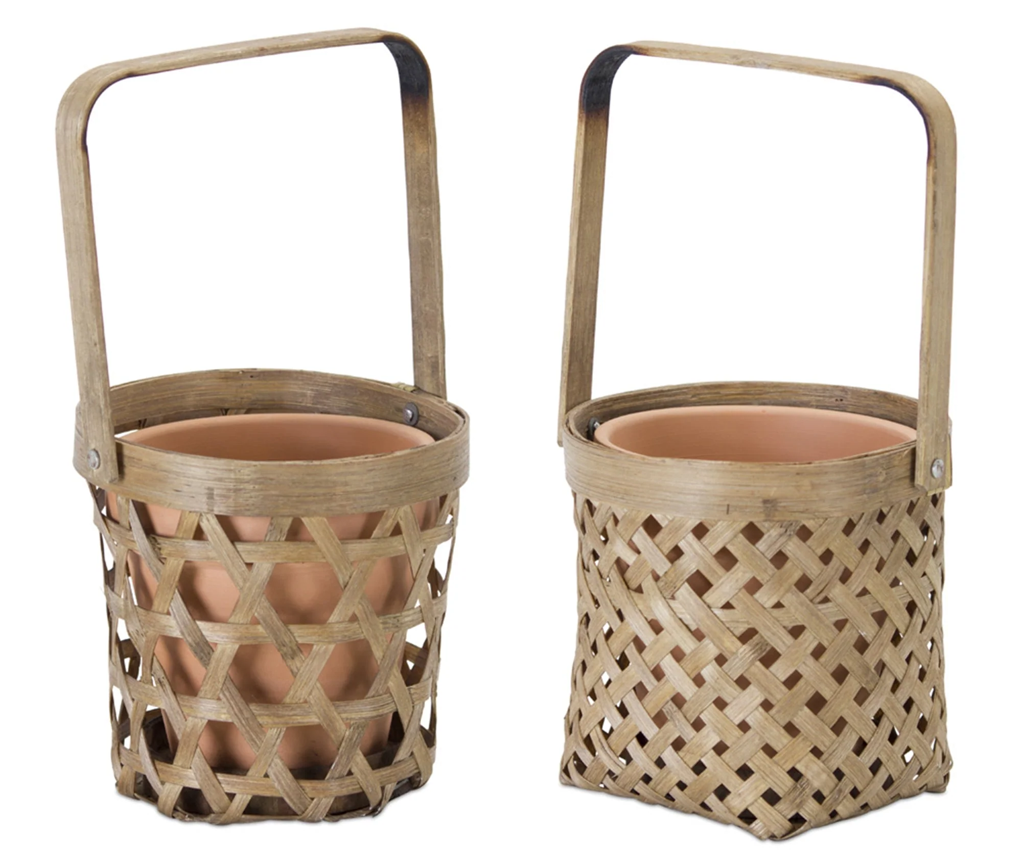 Woven Bamboo Basket with Terra Cotta Pot Insert (Set of 6) - Image 2