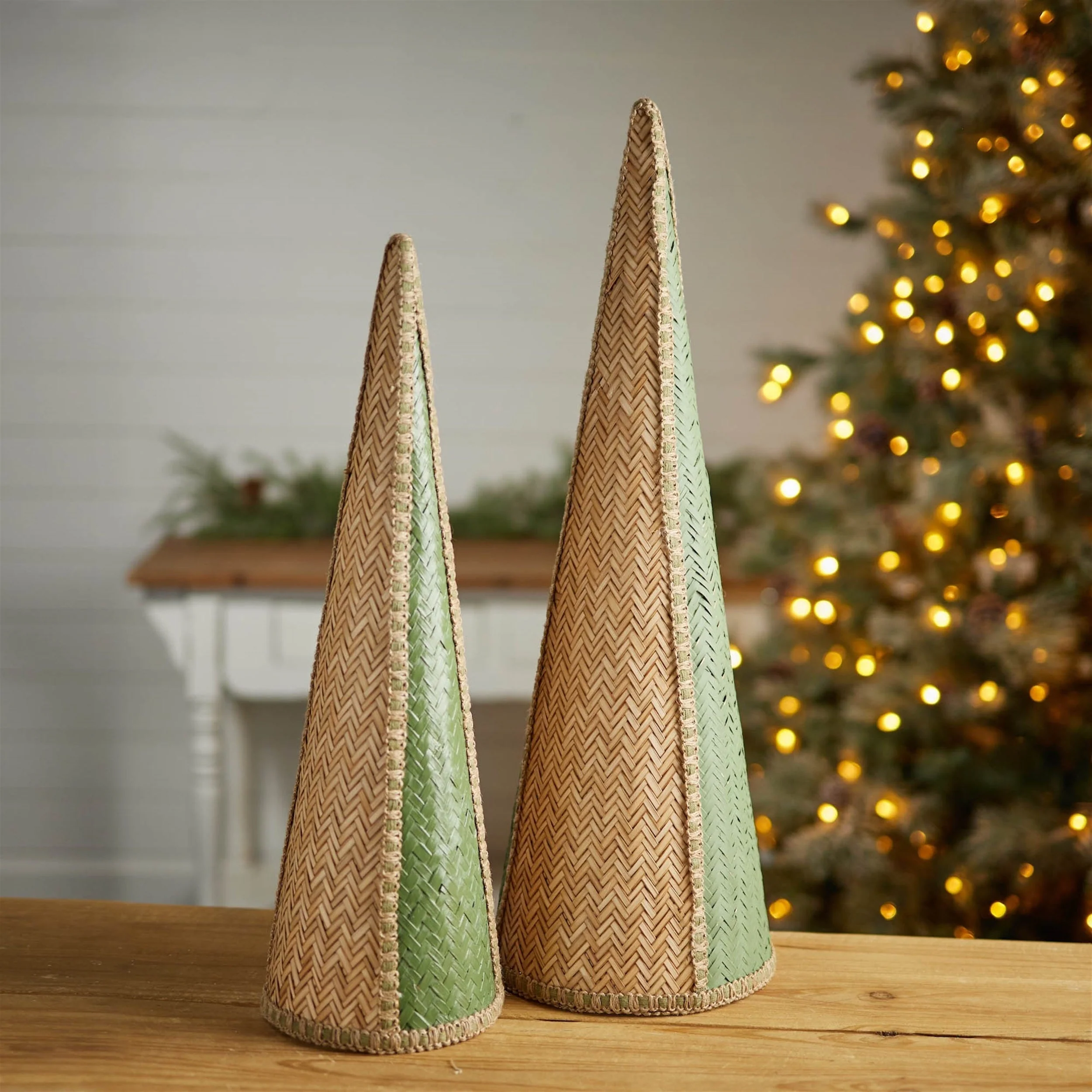 Woven Bamboo Cone Pine Tree (Set of 2) - Image 2
