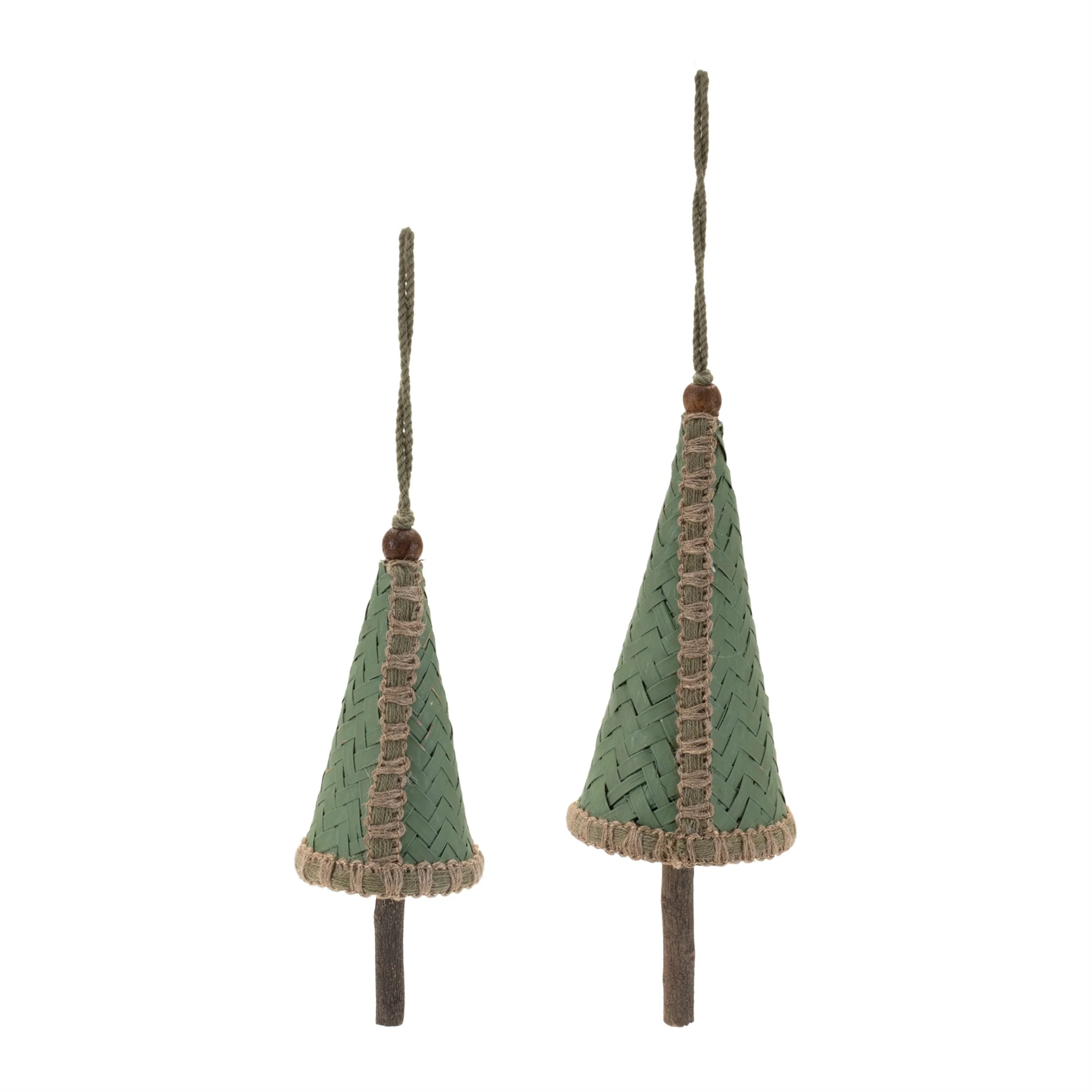 Woven Bamboo Pine Tree Ornament (Set of 4) - Image 3