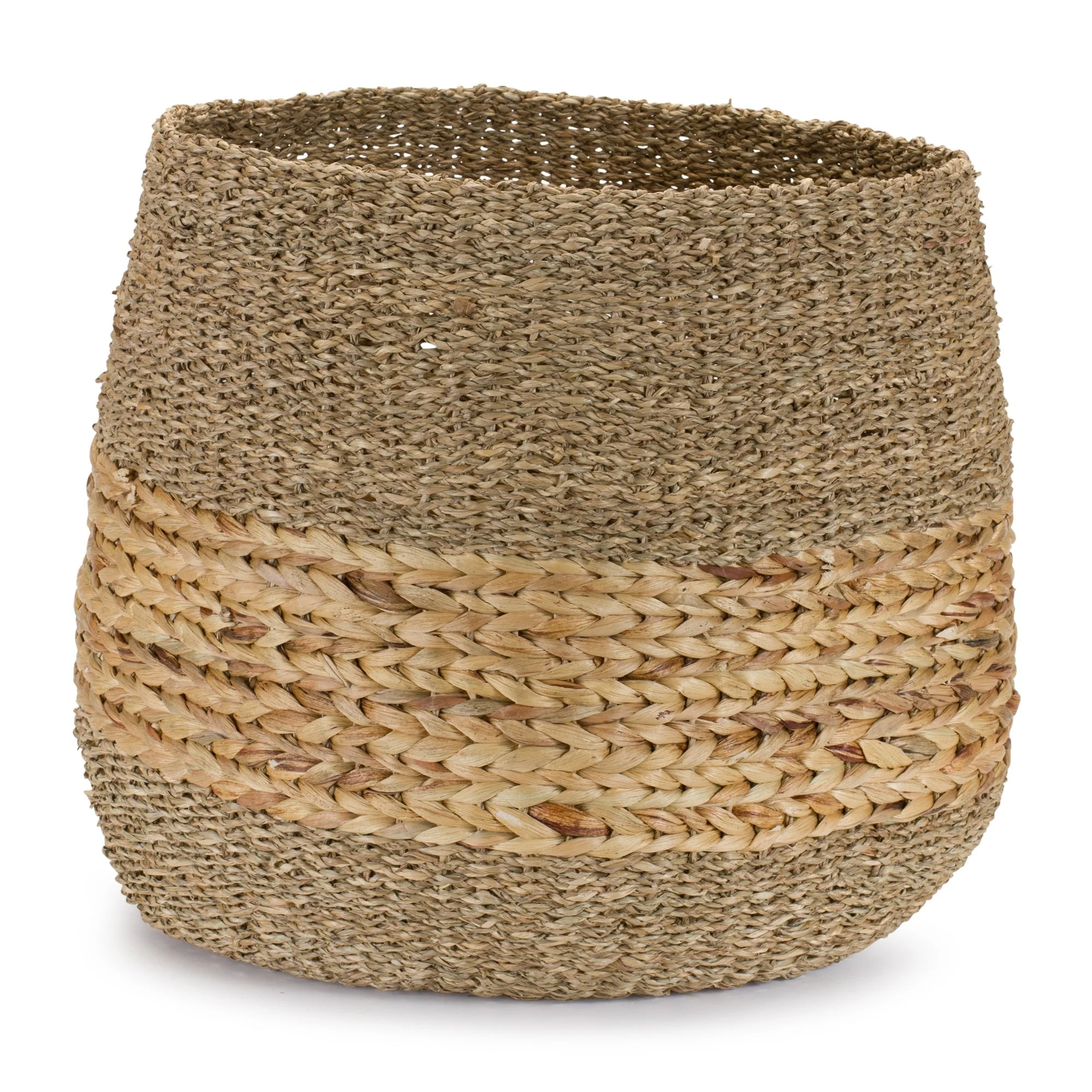 Woven Seagrass Basket with Wicker Accent (Set of 2) - Image 2