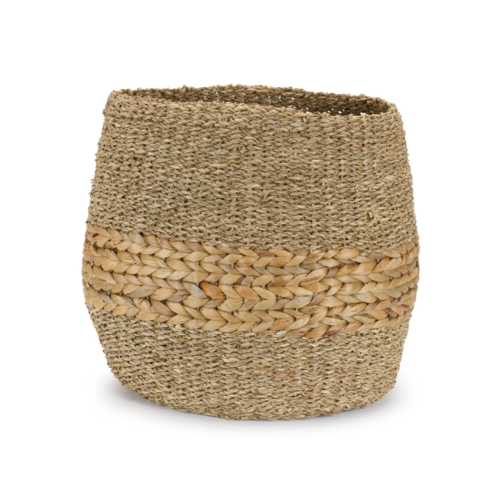 Woven Seagrass Basket with Wicker Accent (Set of 2) - Image 3