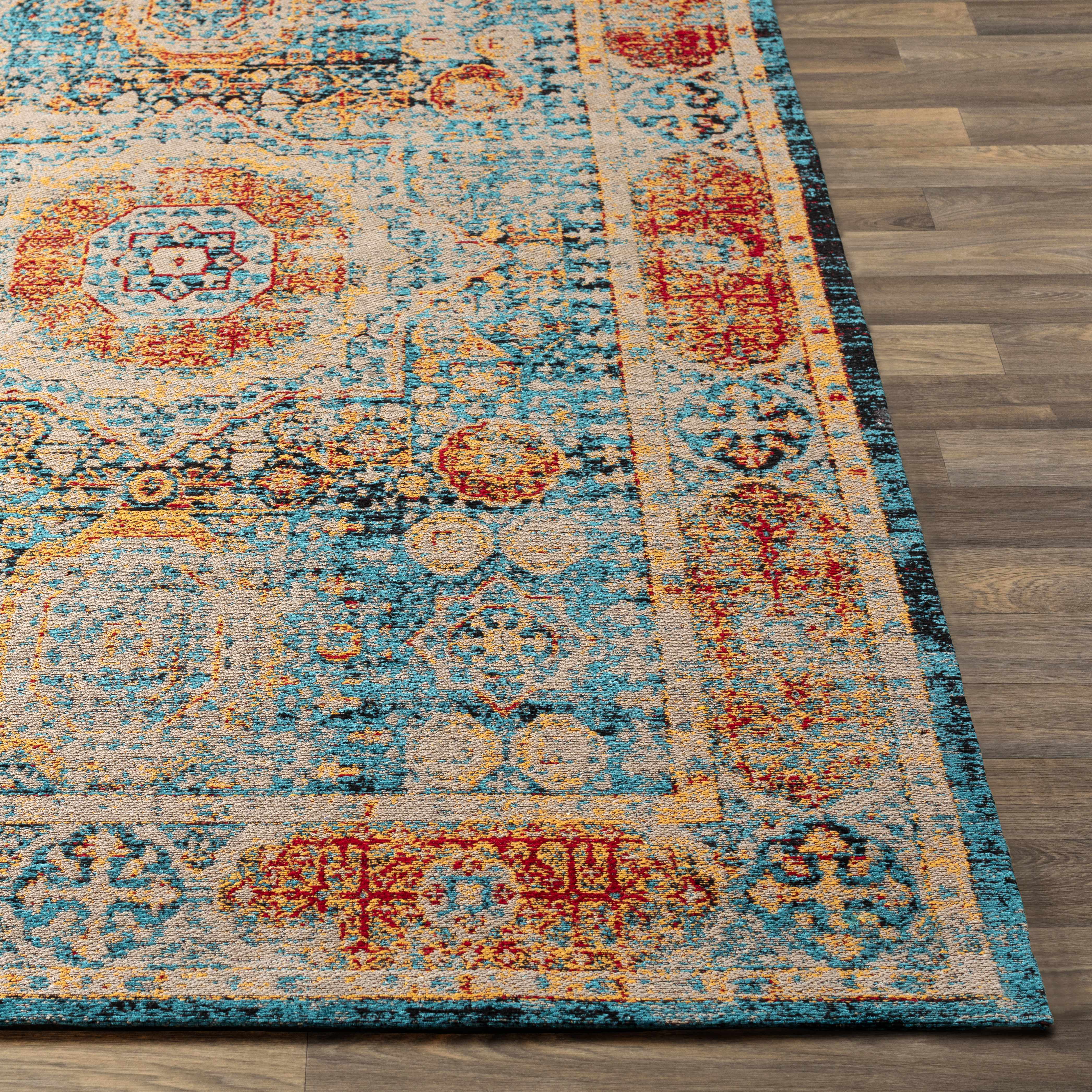 Wrangell Blue/Red Damask Carpet - Clearance - Image 3
