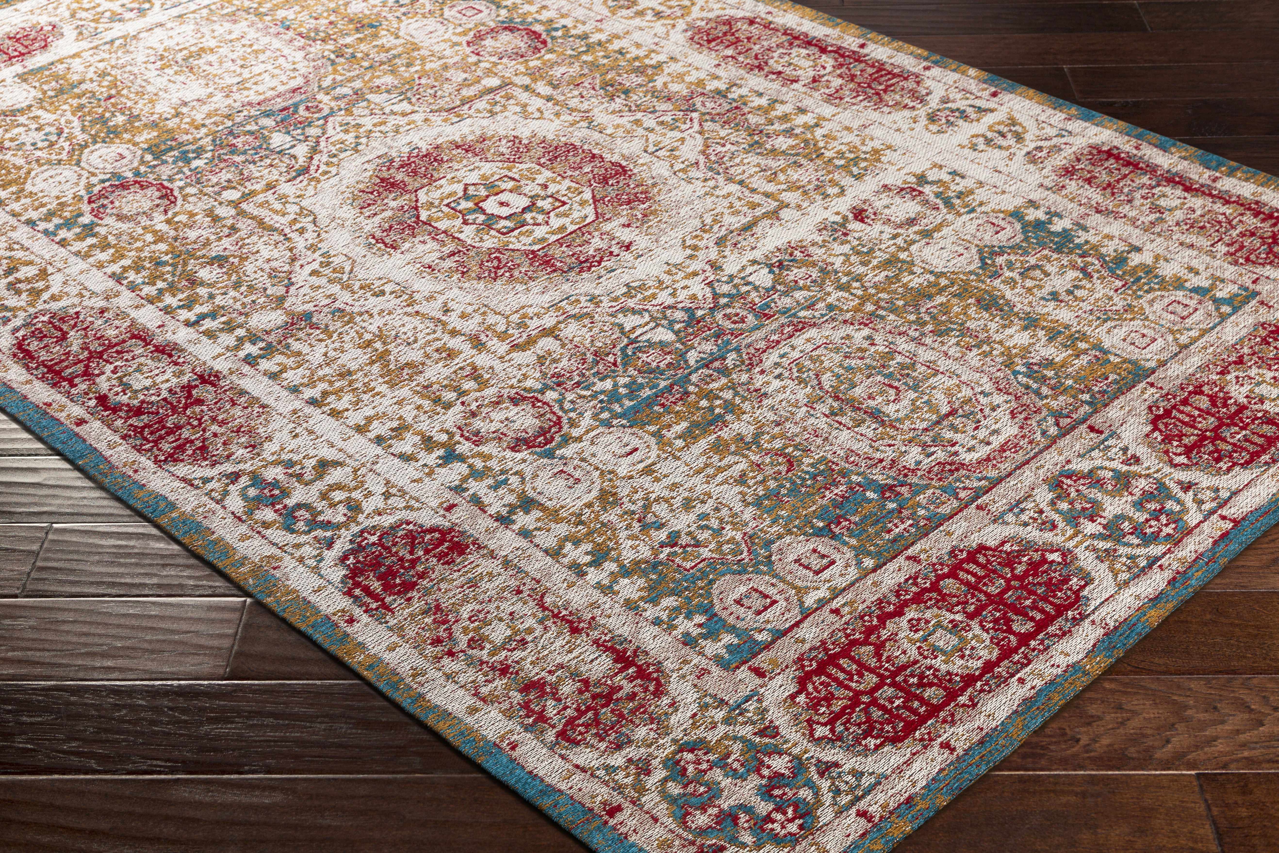 Wrangell Mustard/Red Damask Carpet Area Rug - Clearance - Image 2