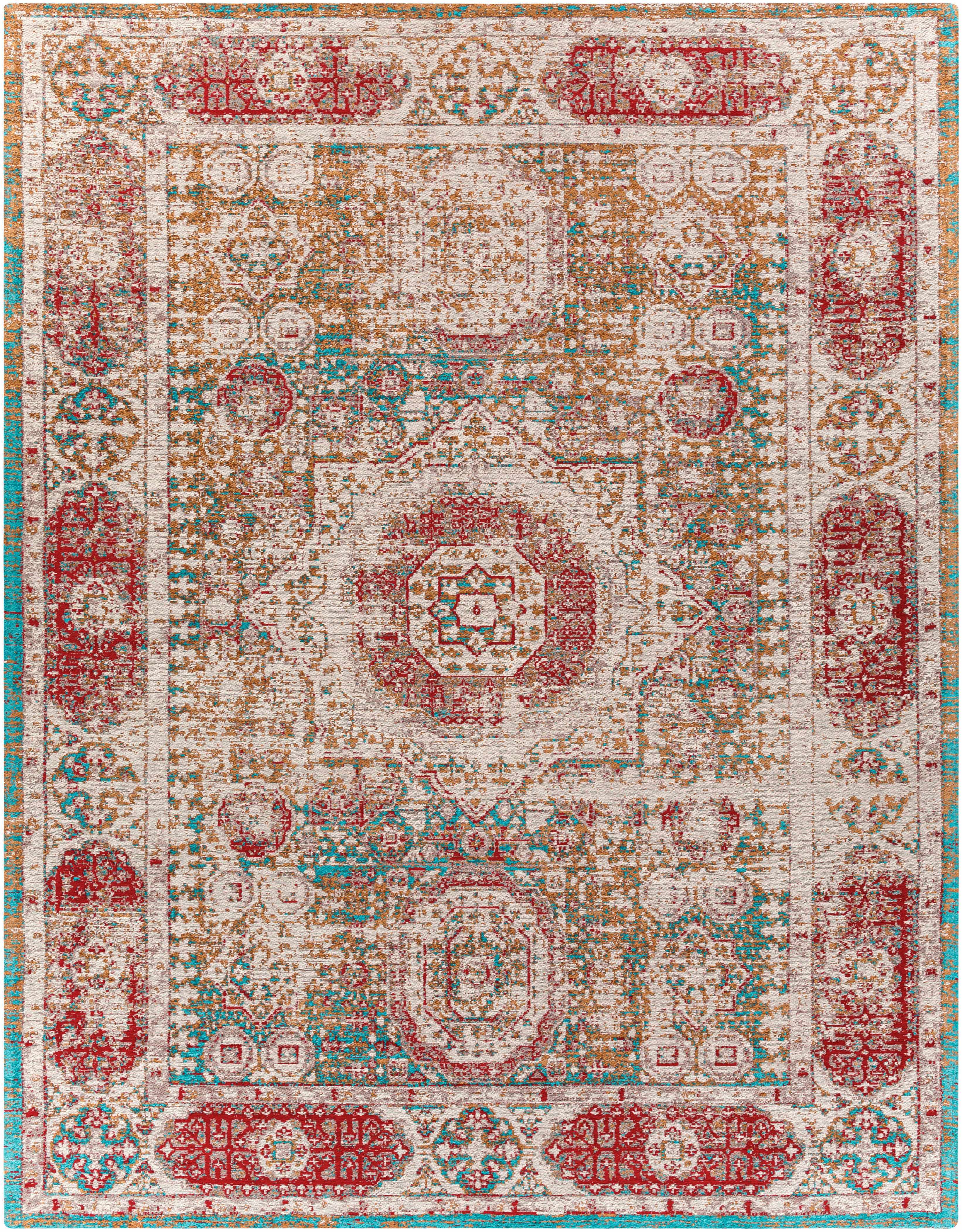 Wrangell Mustard/Red Damask Carpet Area Rug - Clearance - Image 4