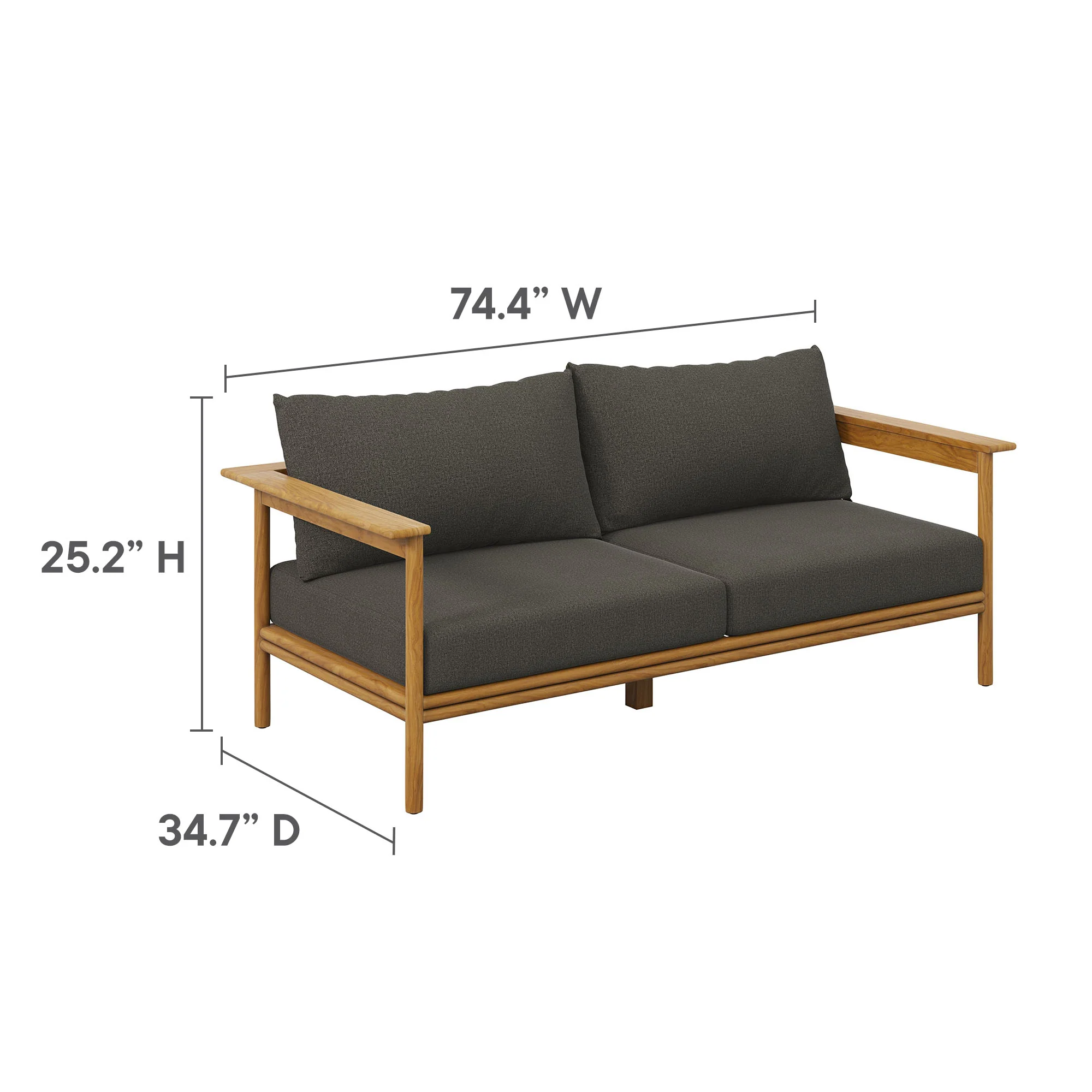 Wren 2-Piece Outdoor Patio Teak Wood Sofa and Ottoman Set by Modway - Image 17