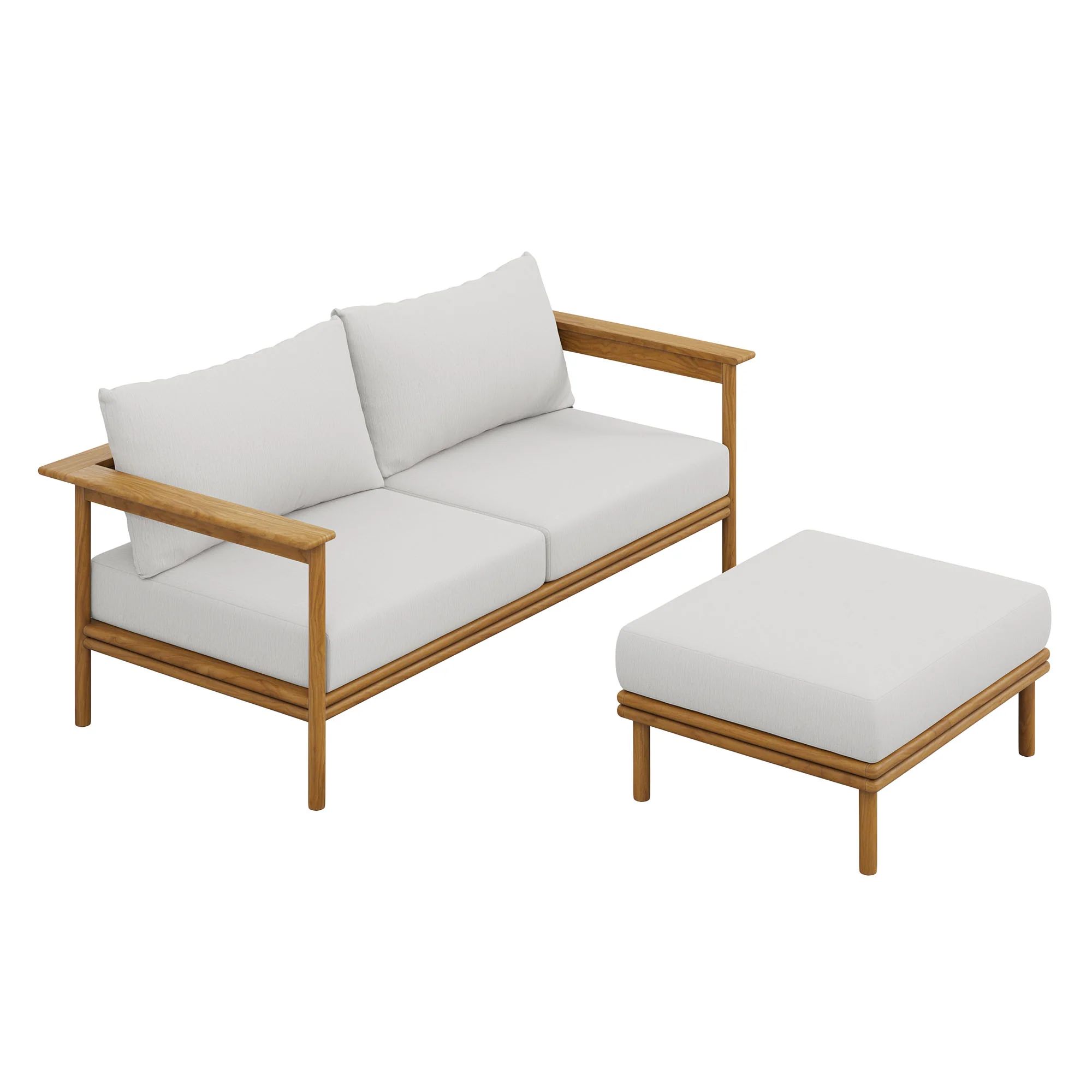 Wren 2-Piece Outdoor Patio Teak Wood Sofa and Ottoman Set by Modway - Image 20