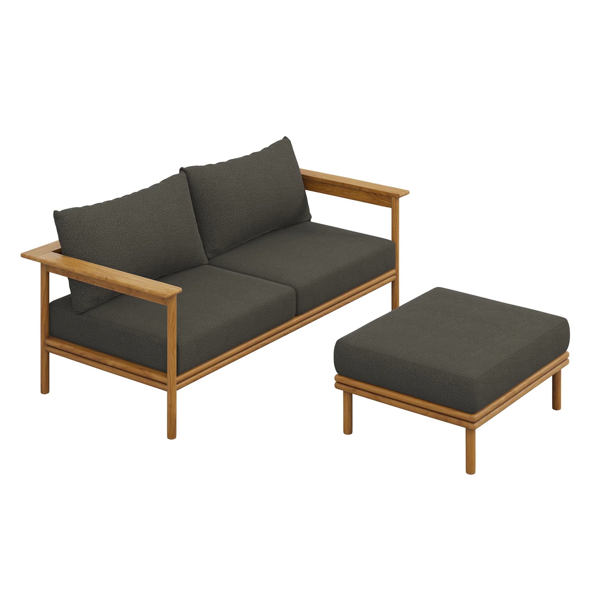 Wren 2-Piece Outdoor Patio Teak Wood Sofa and Ottoman Set by Modway - Image 21