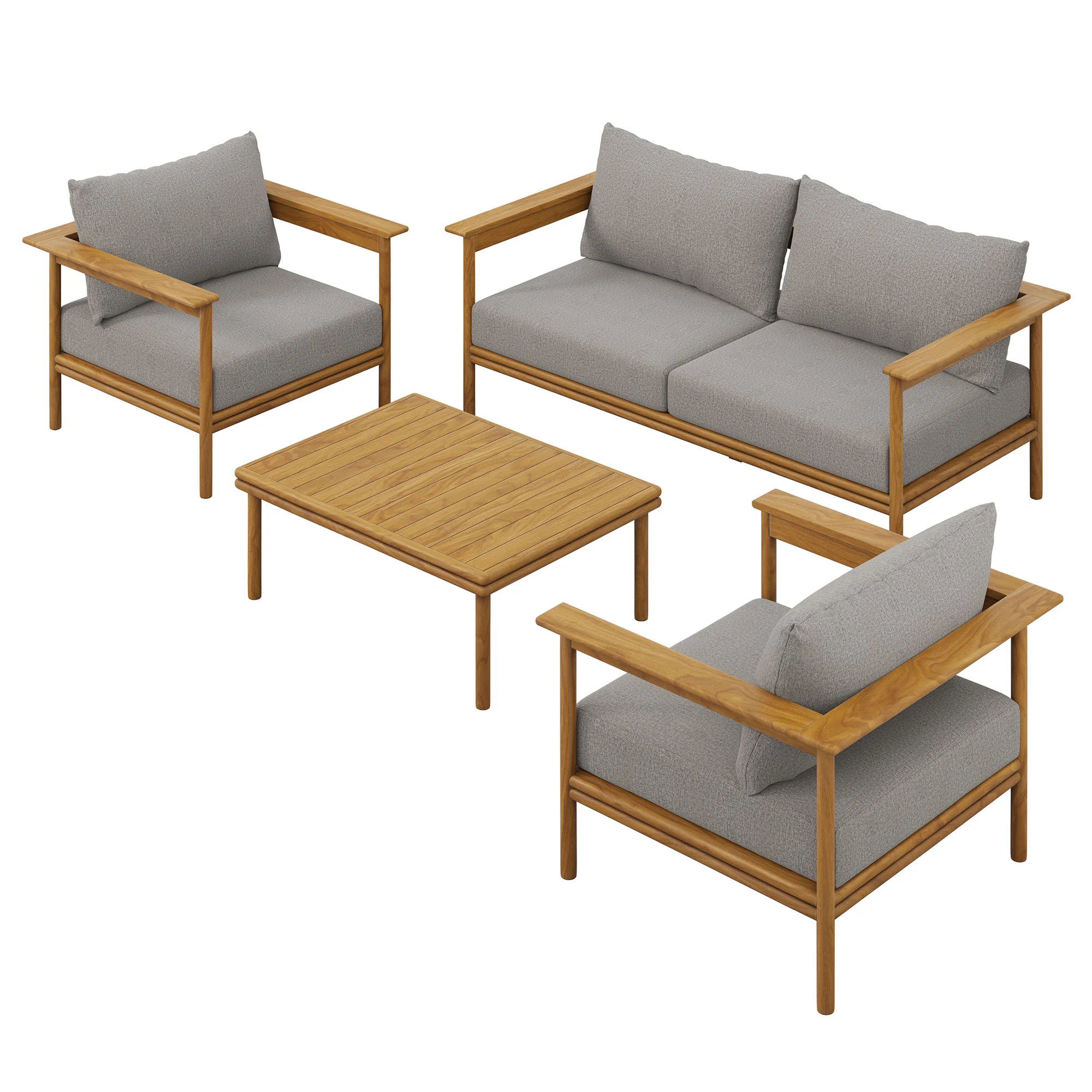 Wren 4-Piece Outdoor Patio Teak Wood Furniture Set by Modway - Image 20