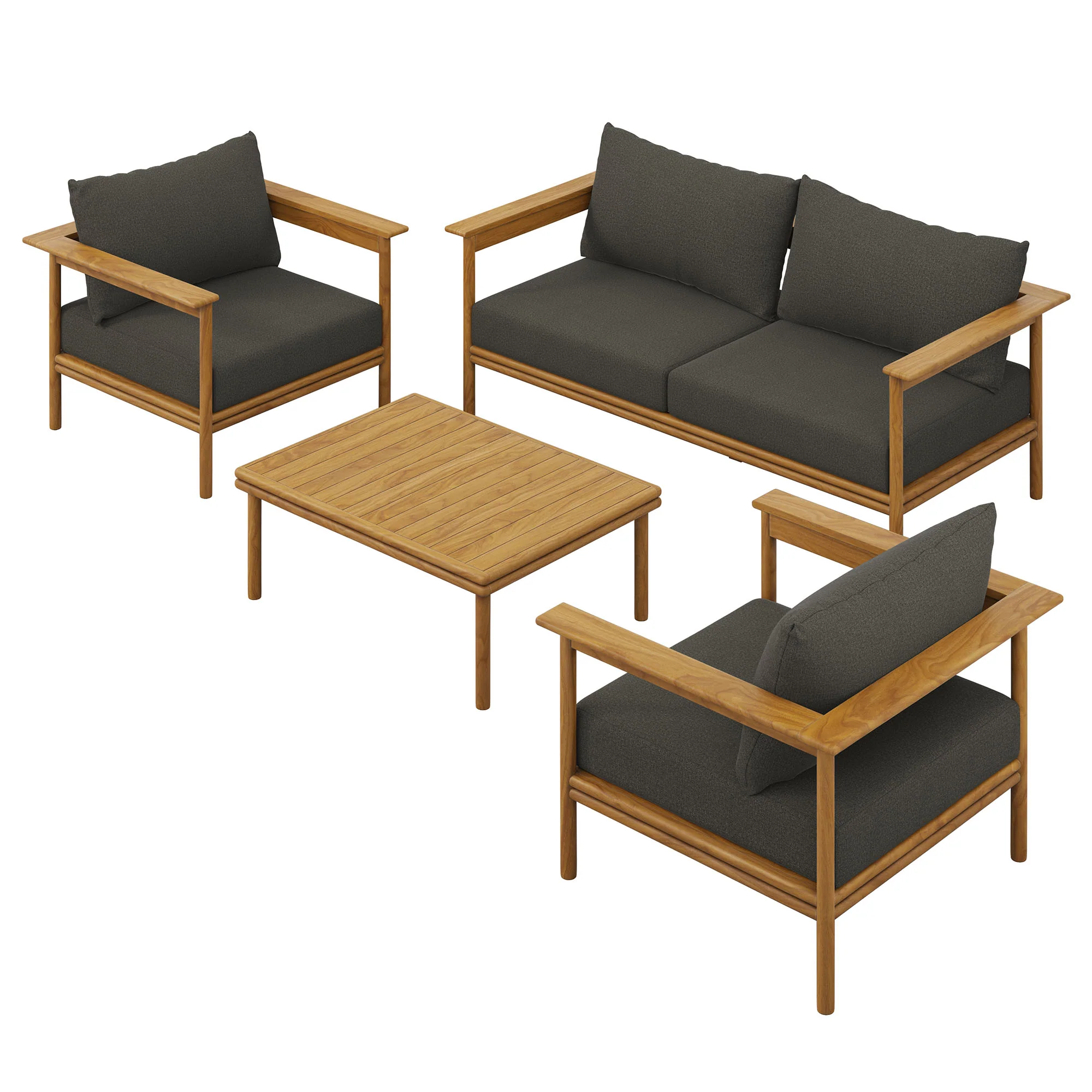 Wren 4-Piece Outdoor Patio Teak Wood Furniture Set by Modway - Image 21