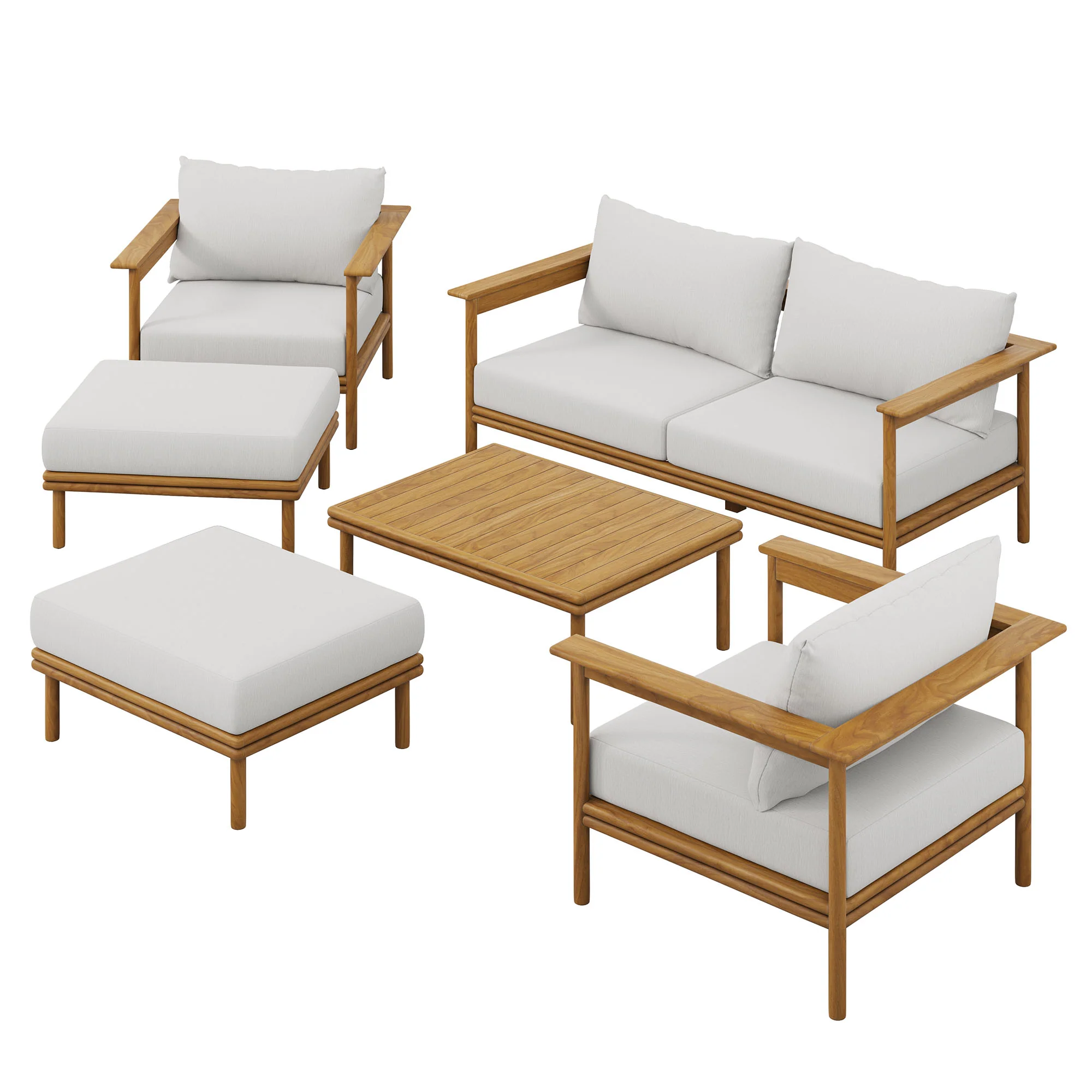 Wren 6-Piece Outdoor Patio Teak Wood Furniture Set by Modway - Image 20