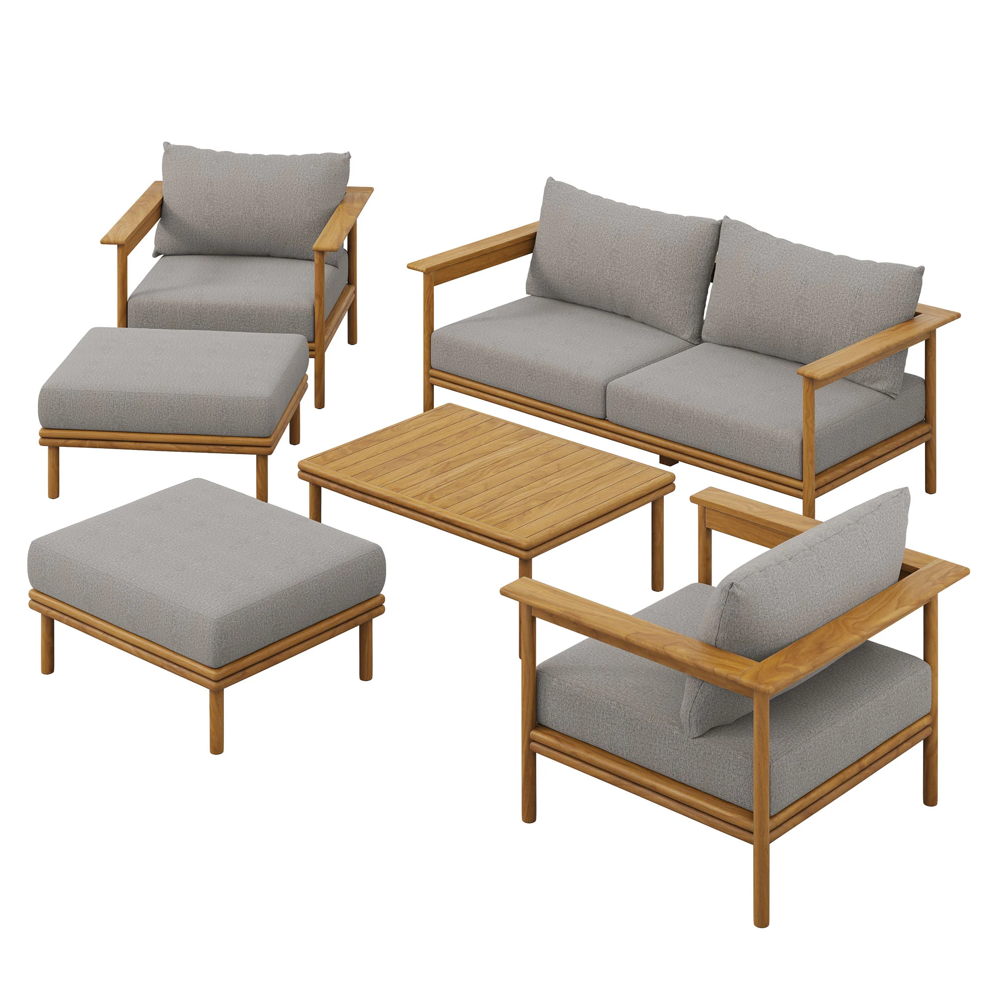 Wren 6-Piece Outdoor Patio Teak Wood Furniture Set by Modway - Image 21