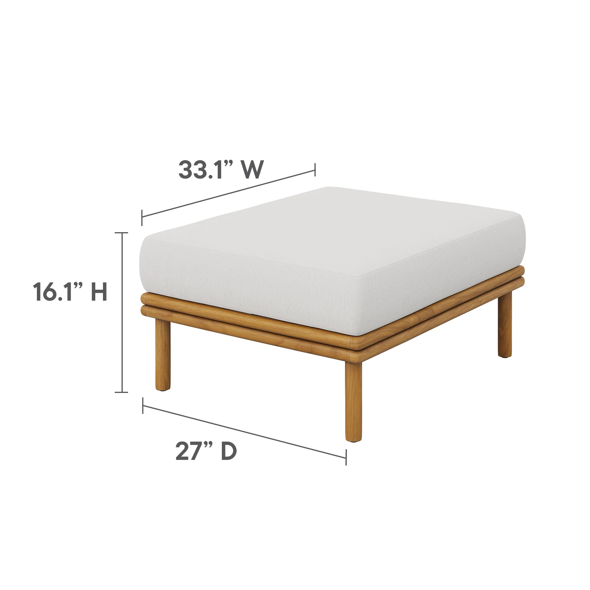Wren Outdoor Patio Teak Wood Armchair and Ottoman Set by Modway - Image 14