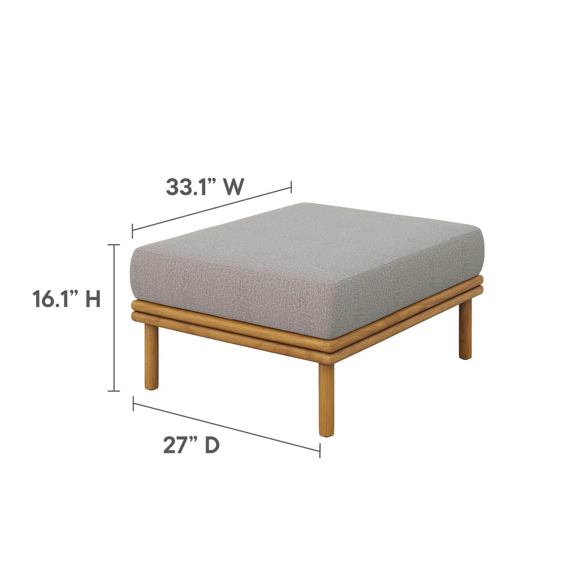 Wren Outdoor Patio Teak Wood Armchair and Ottoman Set by Modway - Image 15