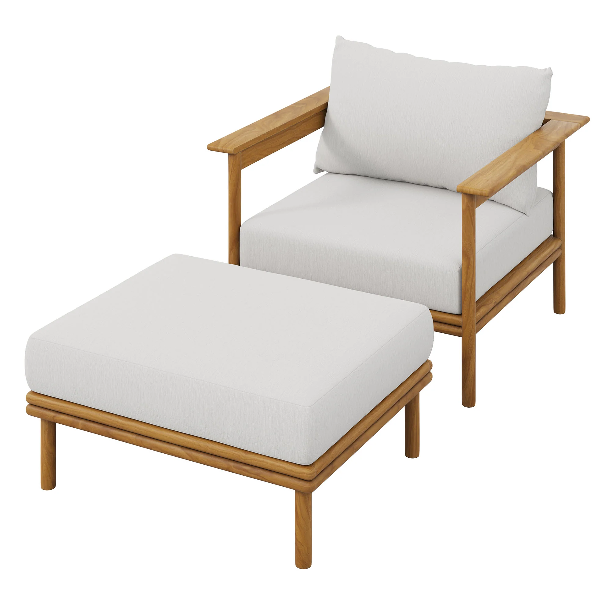 Wren Outdoor Patio Teak Wood Armchair and Ottoman Set by Modway - Image 20