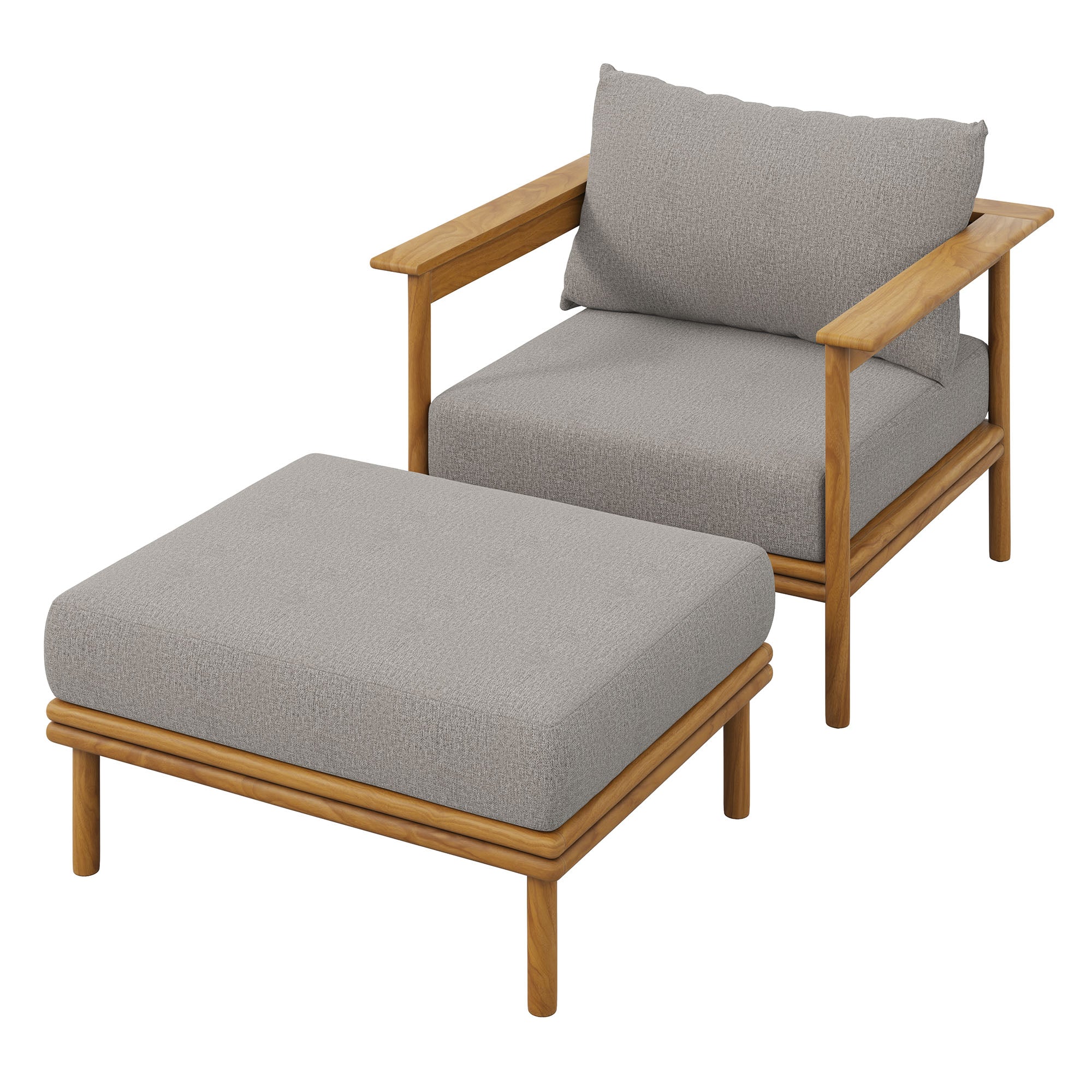 Wren Outdoor Patio Teak Wood Armchair and Ottoman Set by Modway - Image 21
