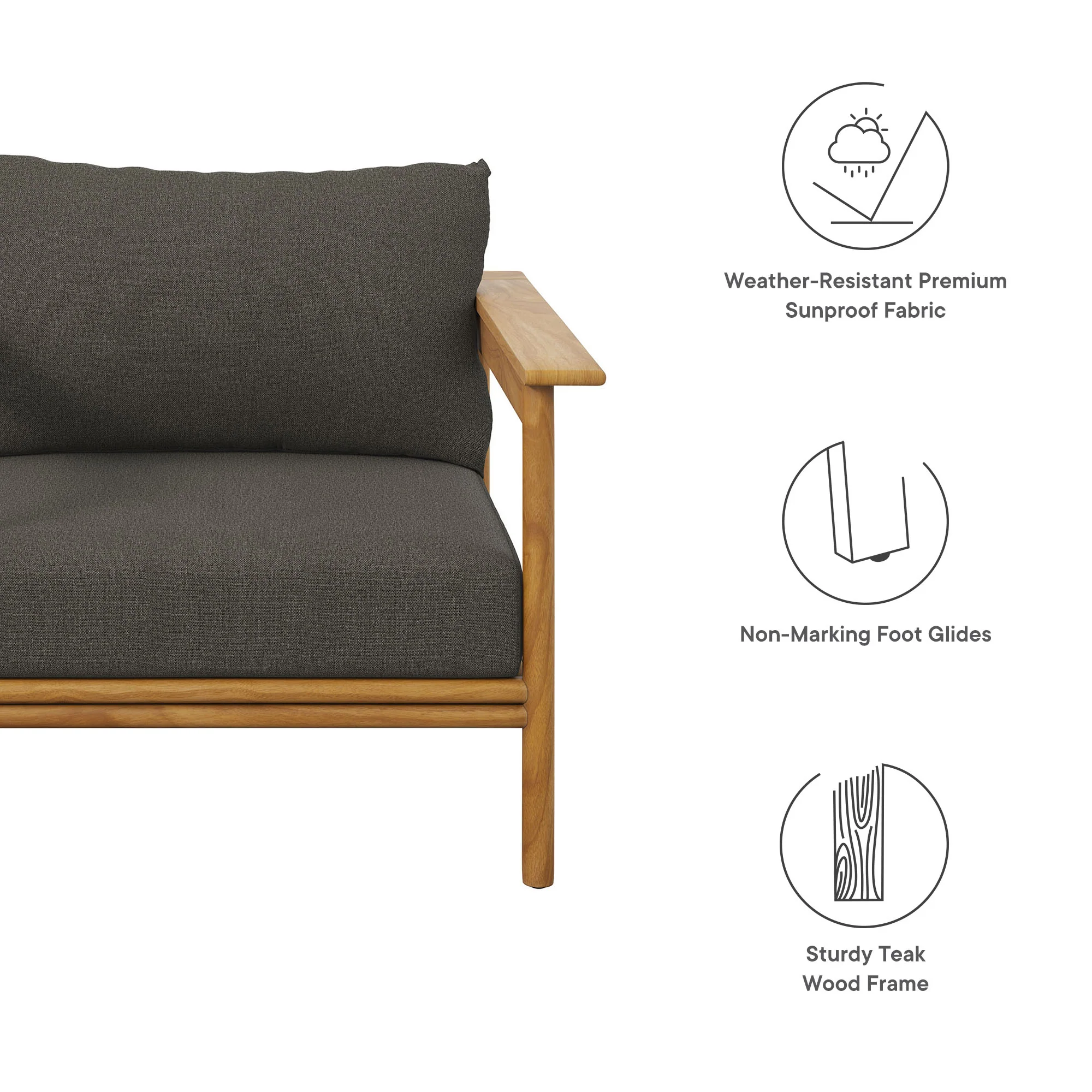 Wren Outdoor Patio Teak Wood Armchair by Modway - Image 2